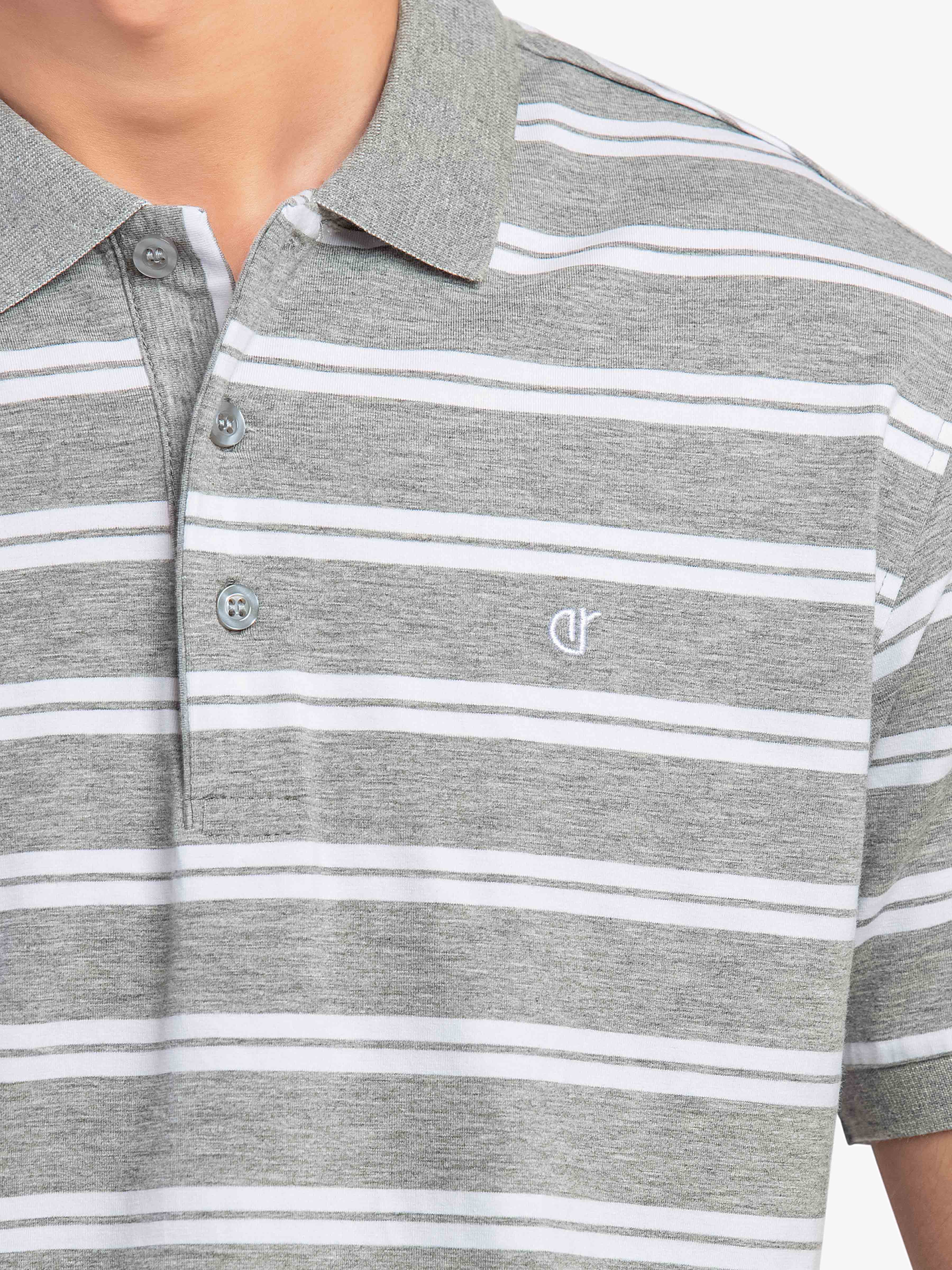 Men's Heather Grey & White Polo Shirt - EMTPS5-114 - Image 3