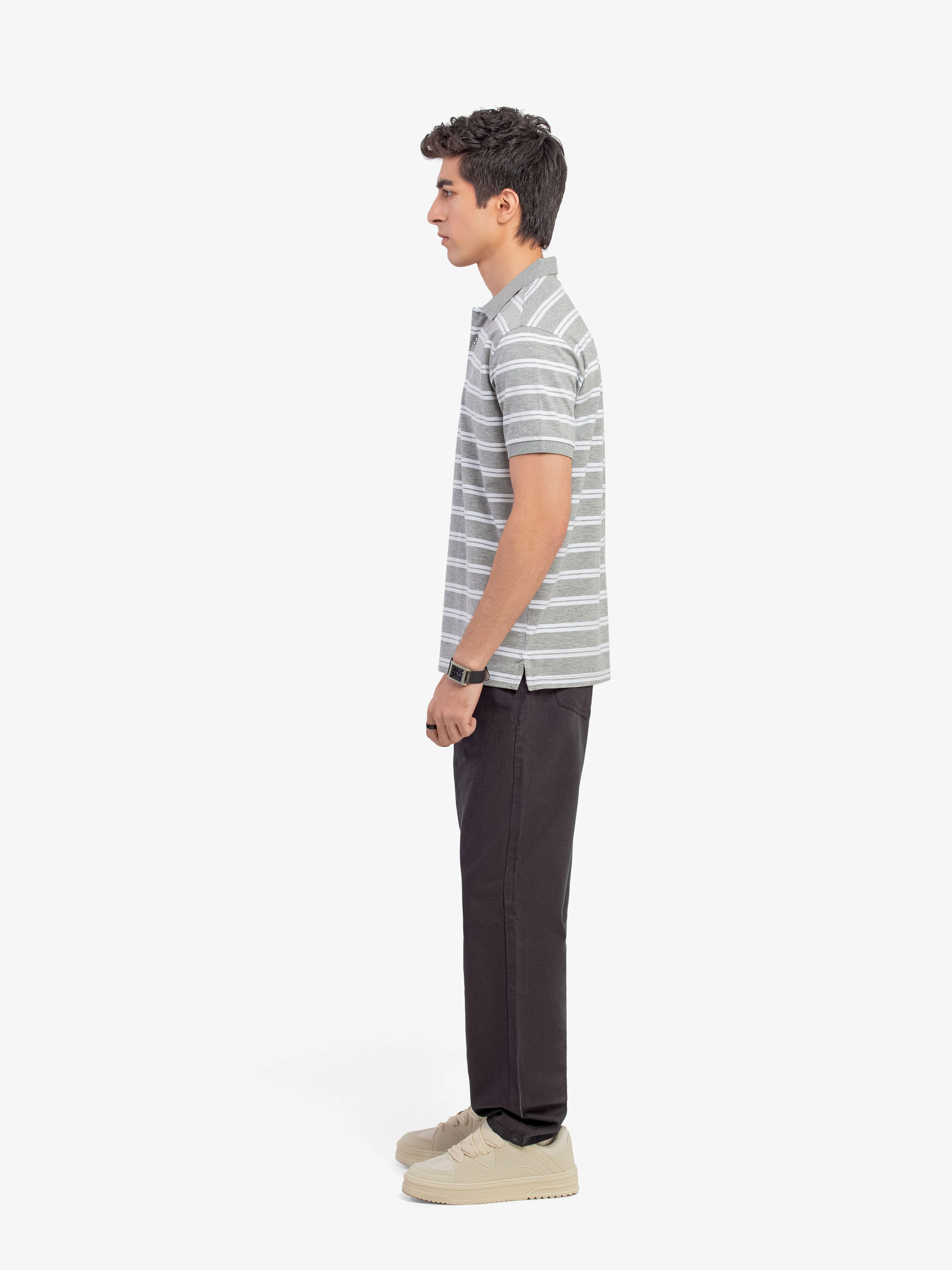 Men's Heather Grey & White Polo Shirt - EMTPS5-114 - Image 4