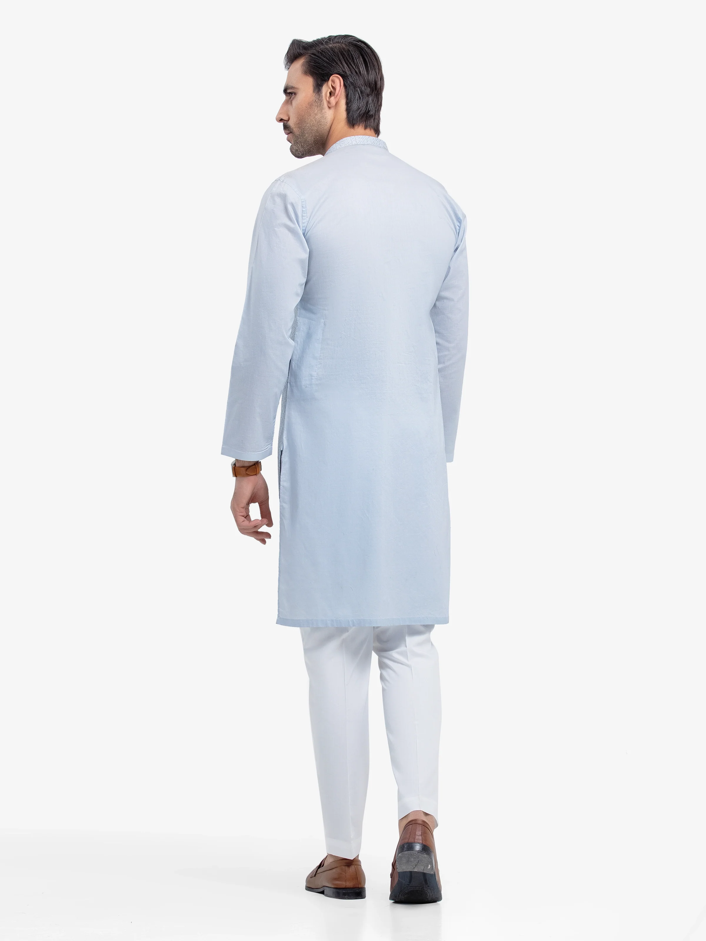 Men's Ice Blue Kurta - EMTK25-99491 - Image 4