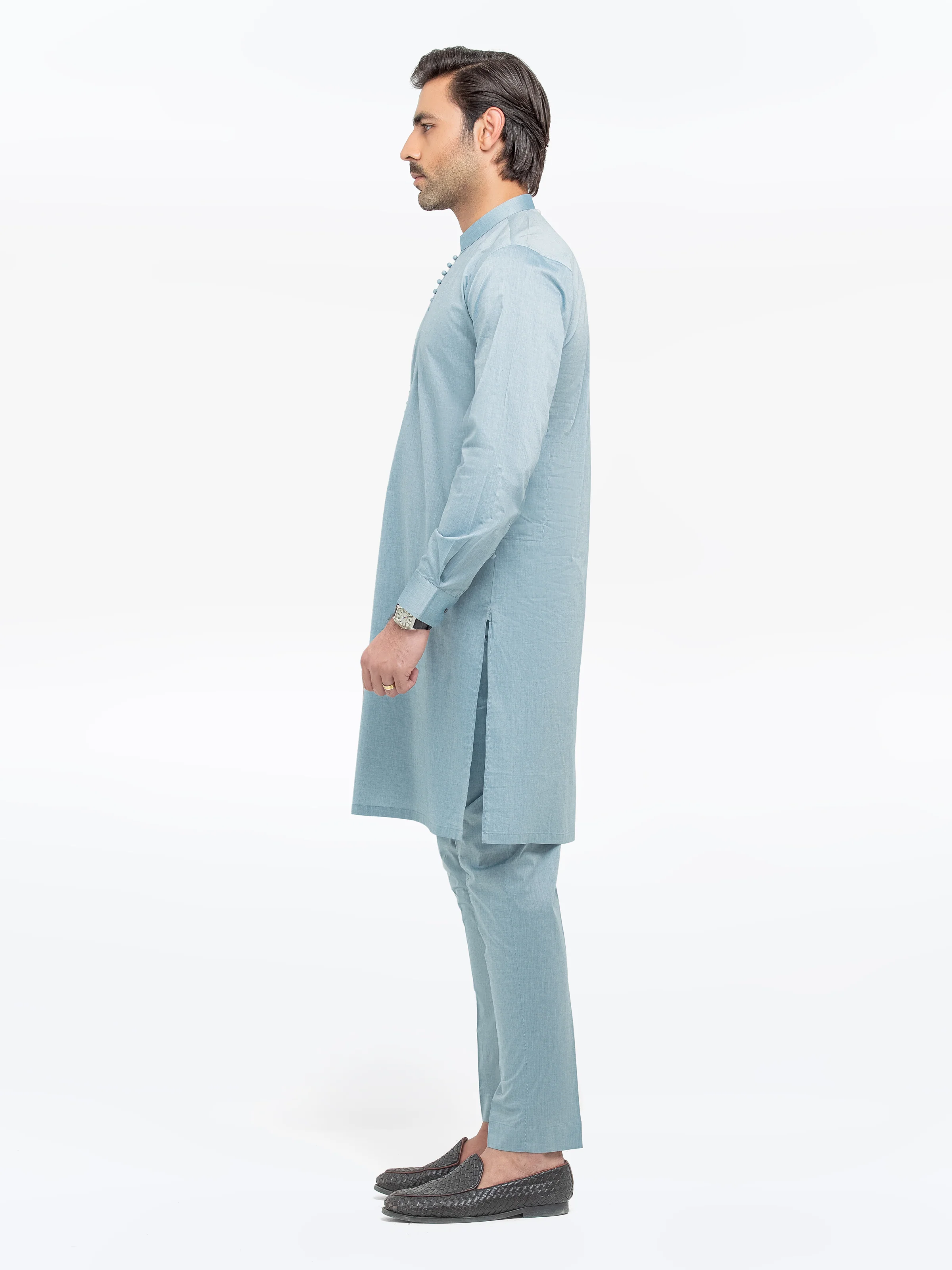 Men's Ice Blue Kurta Pajama - EMTKPT5-059 - Image 2