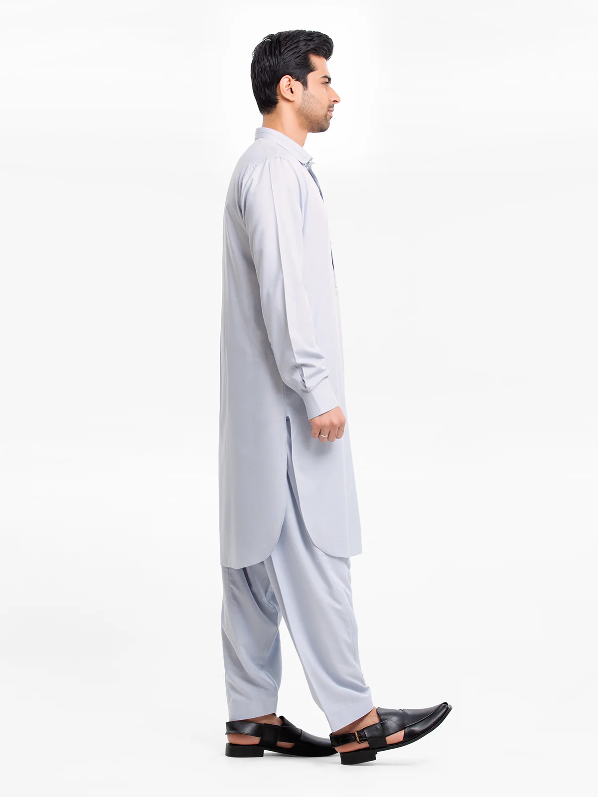 Men's Ice Blue Shalwar Kameez - EMTKST24-99424 - Image 3