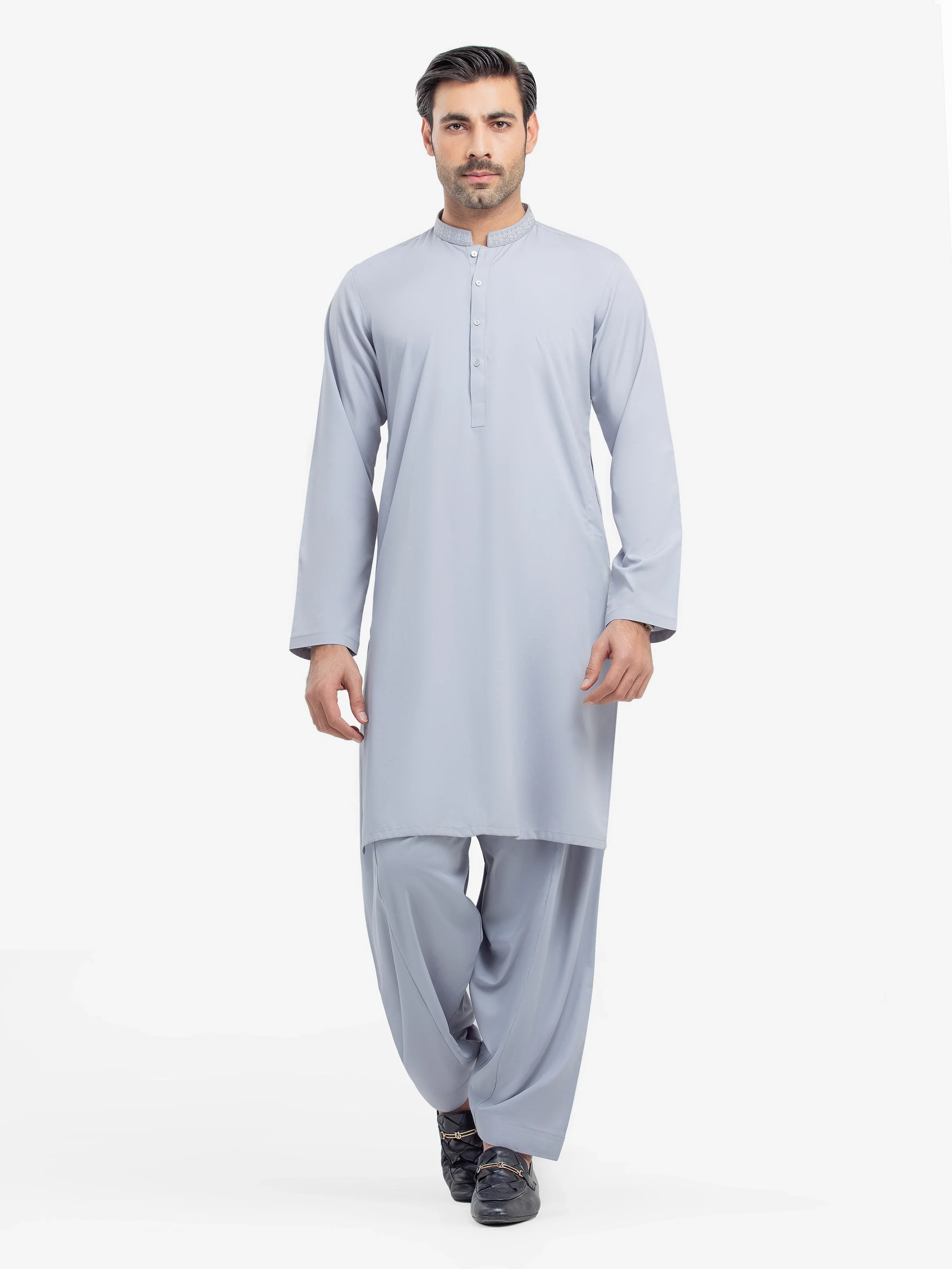 Men's Ice Grey Shalwar Kameez - EMTKS25S-41155