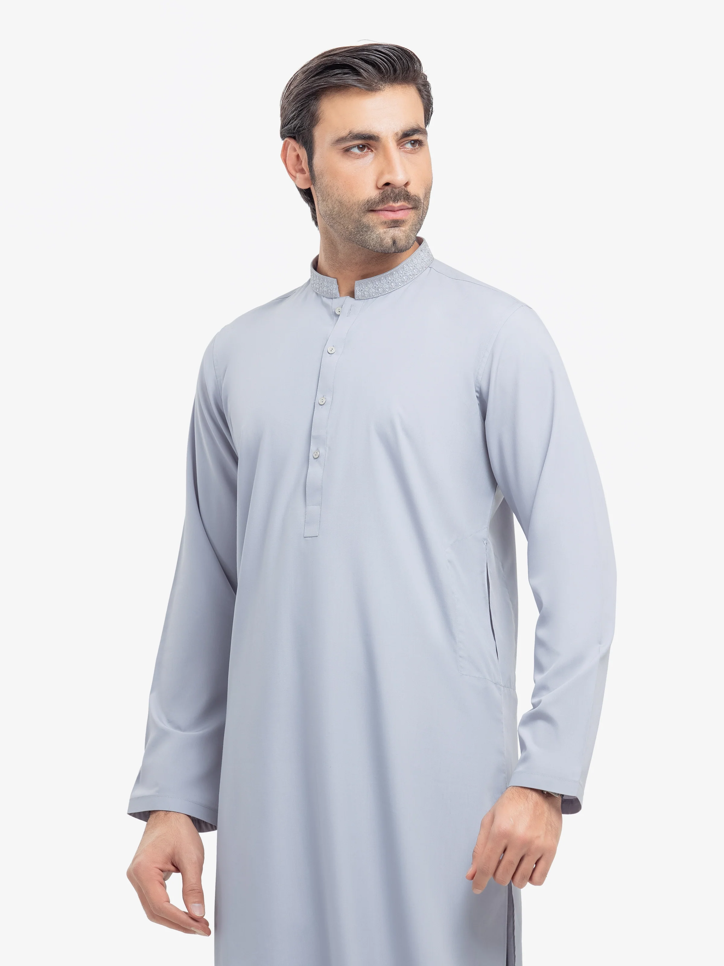 Men's Ice Grey Shalwar Kameez - EMTKS25S-41155 - Image 2