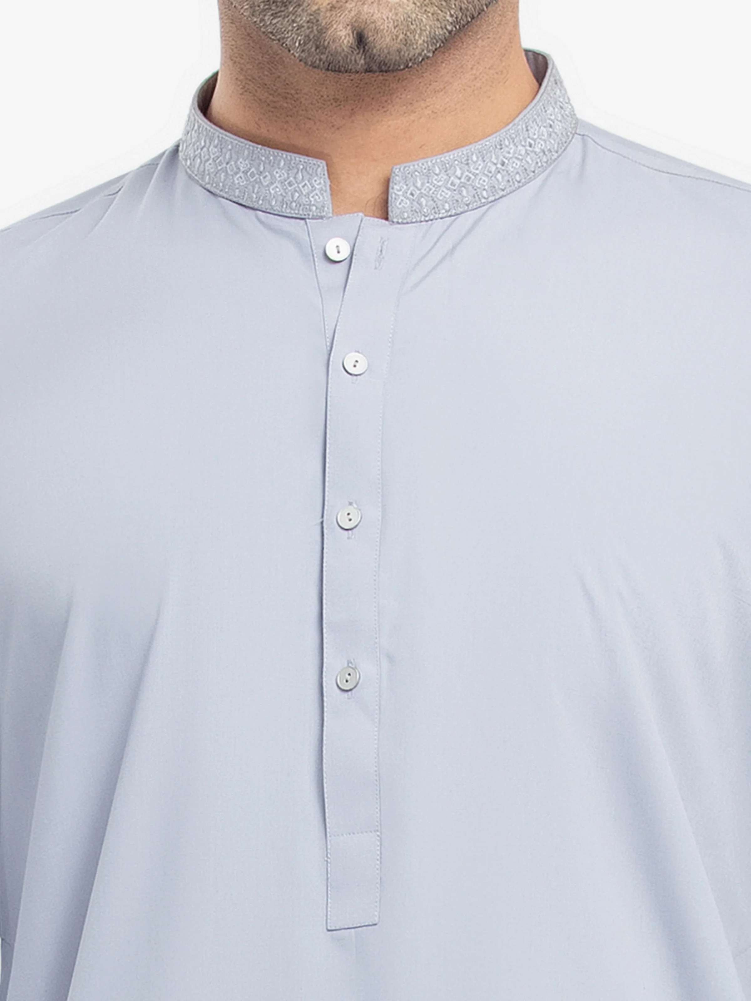 Men's Ice Grey Shalwar Kameez - EMTKS25S-41155 - Image 3