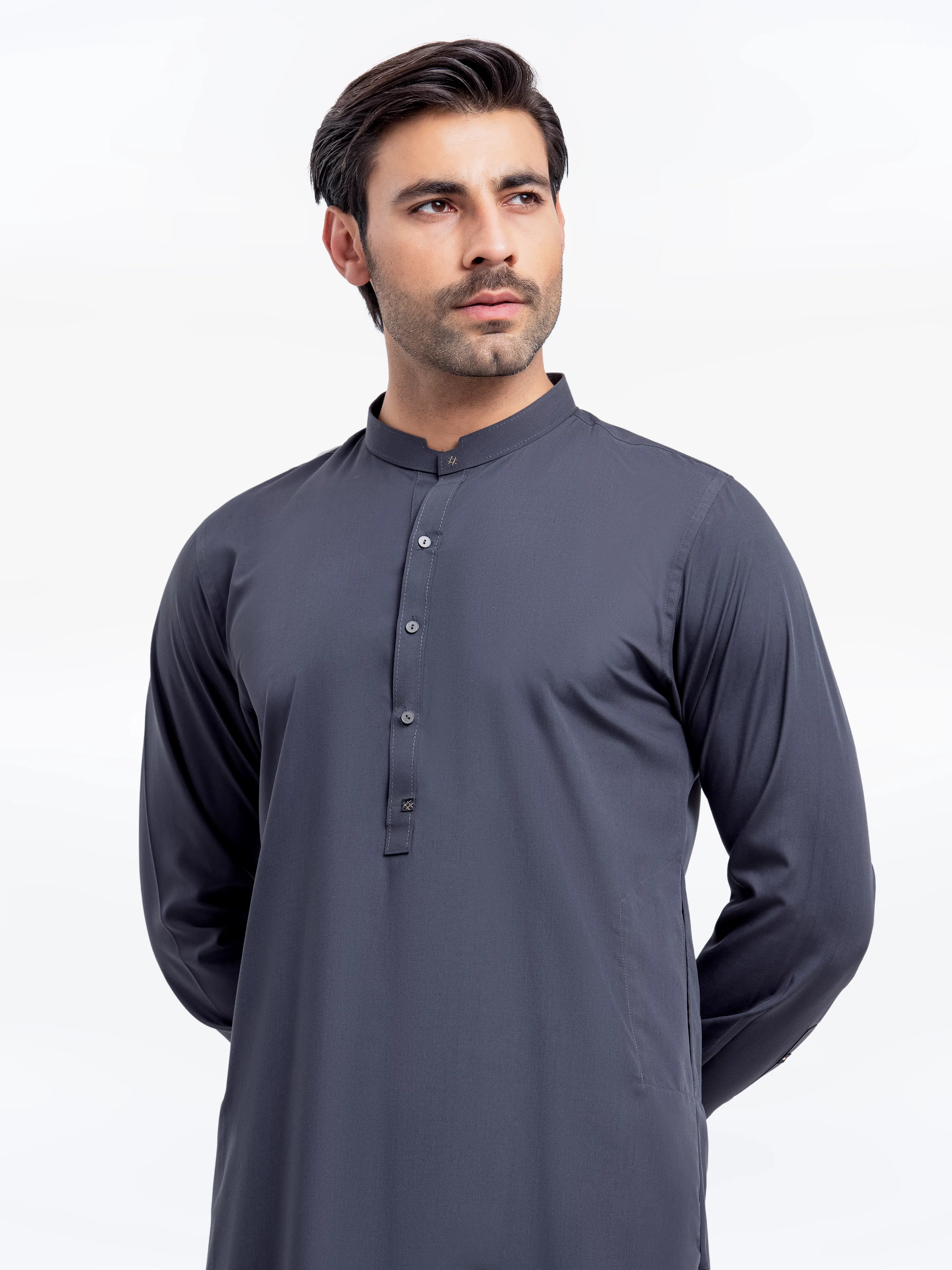 Men's Iron Grey Shalwar Kameez - EMTKST25-99501 - Image 2