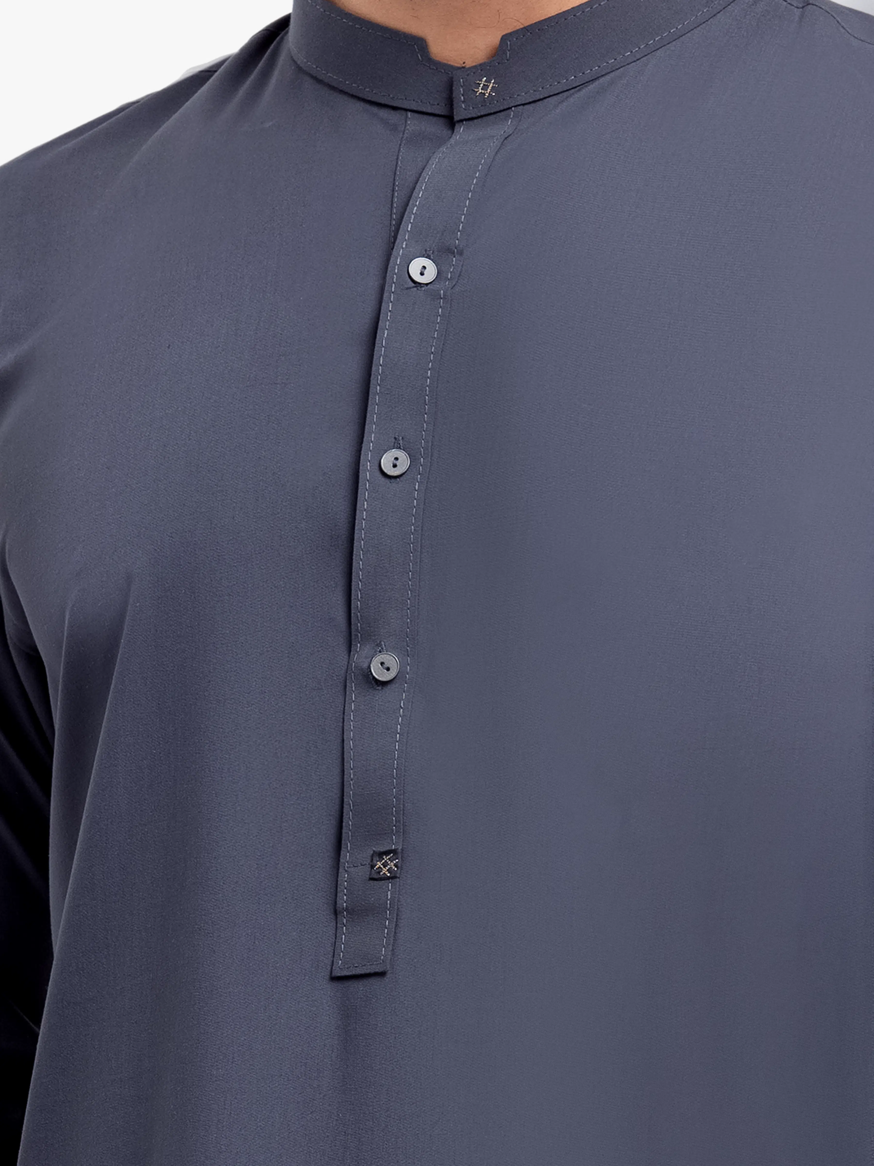 Men's Iron Grey Shalwar Kameez - EMTKST25-99501 - Image 3