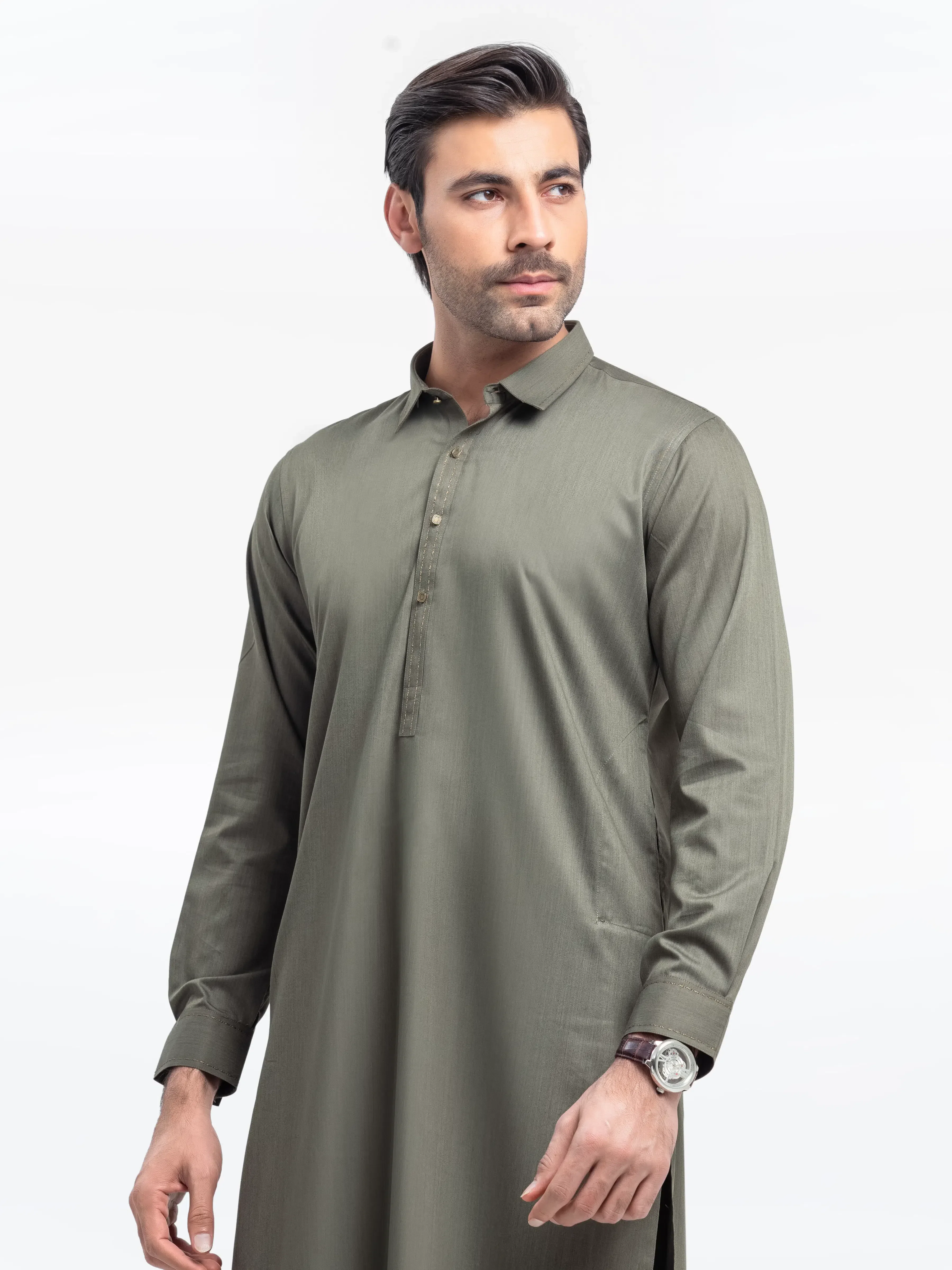 Men's Kai Green Shalwar Kameez - EMTKST24-99482 - Image 2