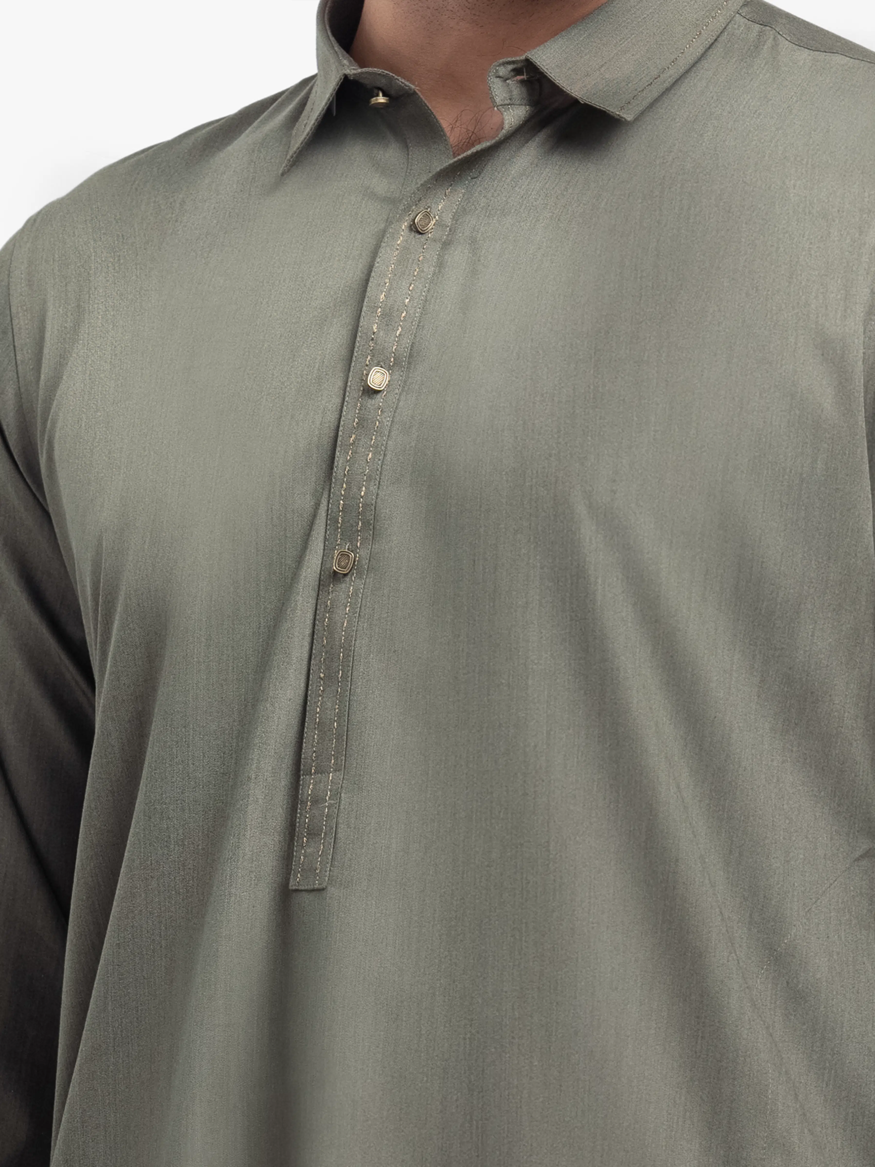 Men's Kai Green Shalwar Kameez - EMTKST24-99482 - Image 3