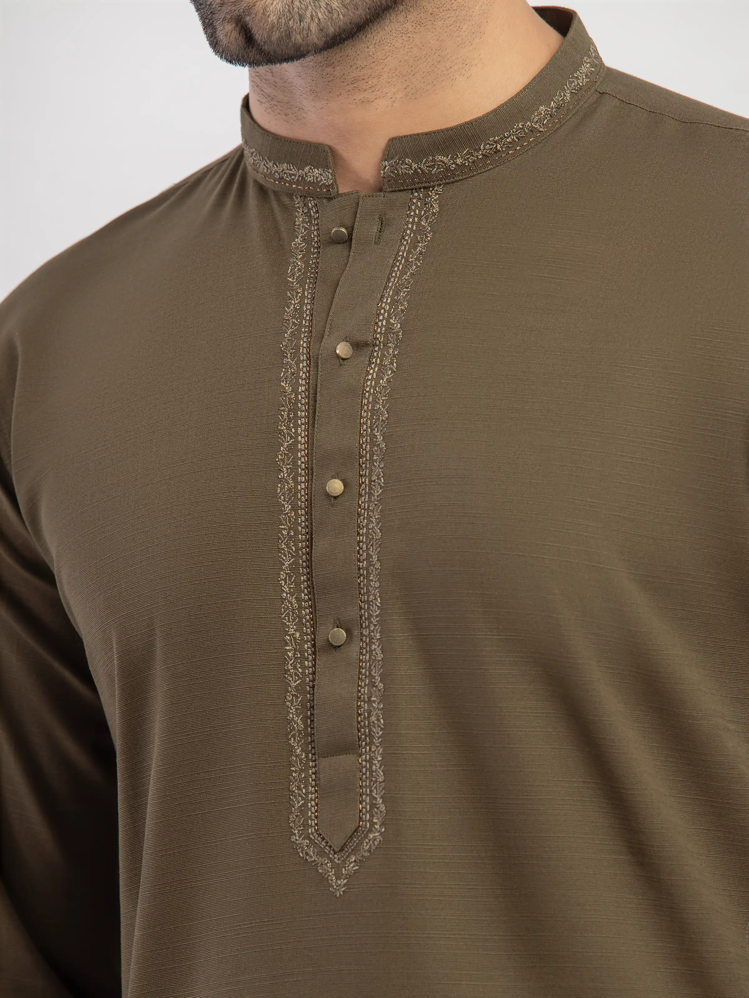 Men's Kai Green Kurta Pajama - EMTKPT5-093 - Image 3