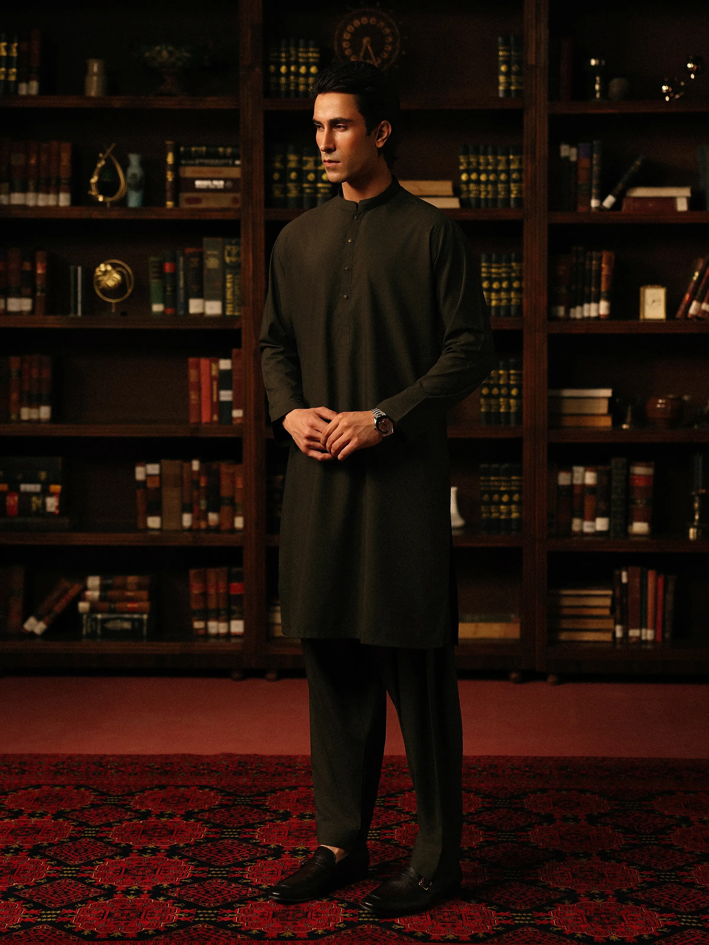 Men's Green Shalwar Kameez - EMTKS5-41185 - Image 3