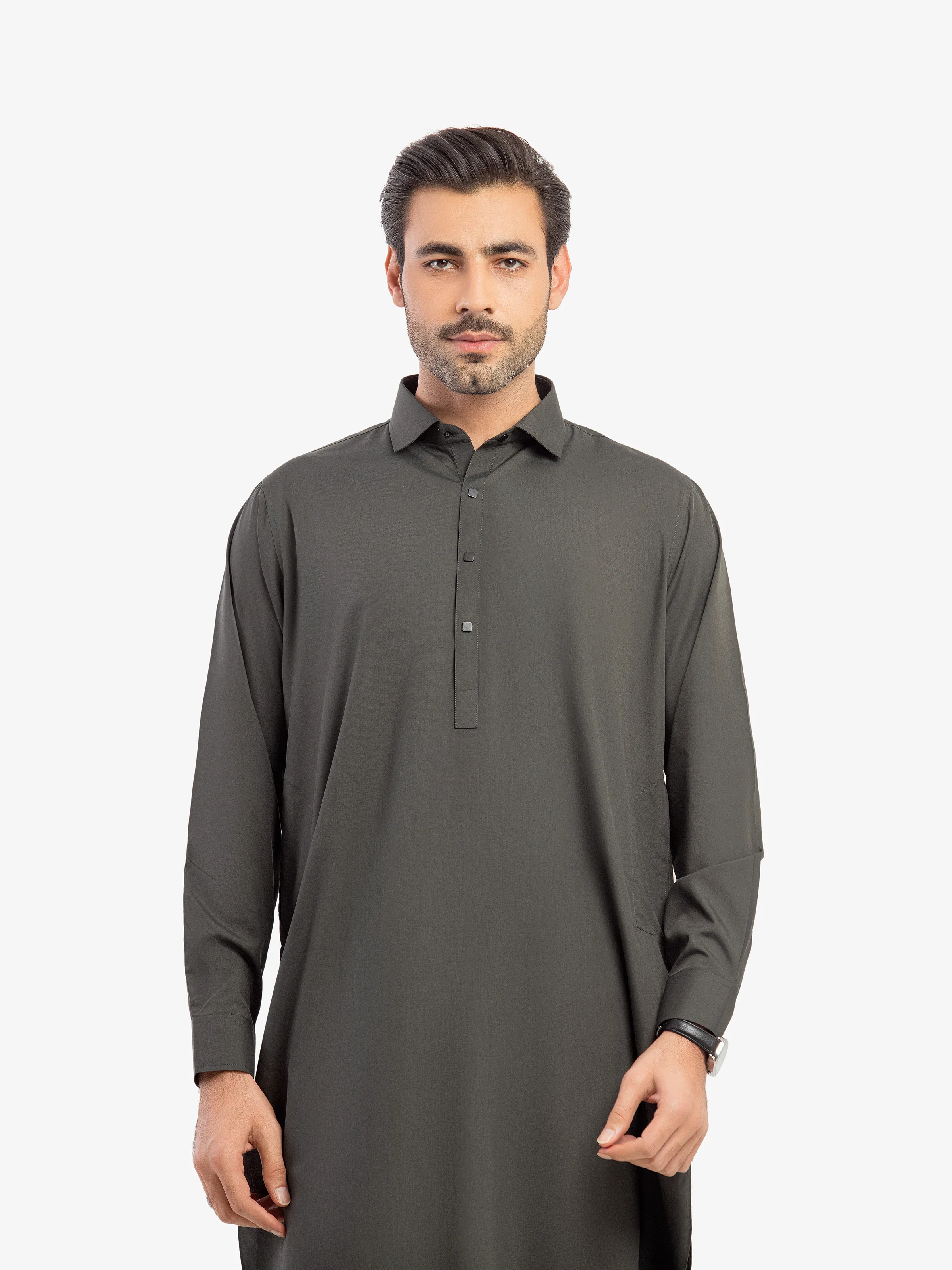 Men's Green Shalwar Kameez - EMTKS5-41195 - Image 2