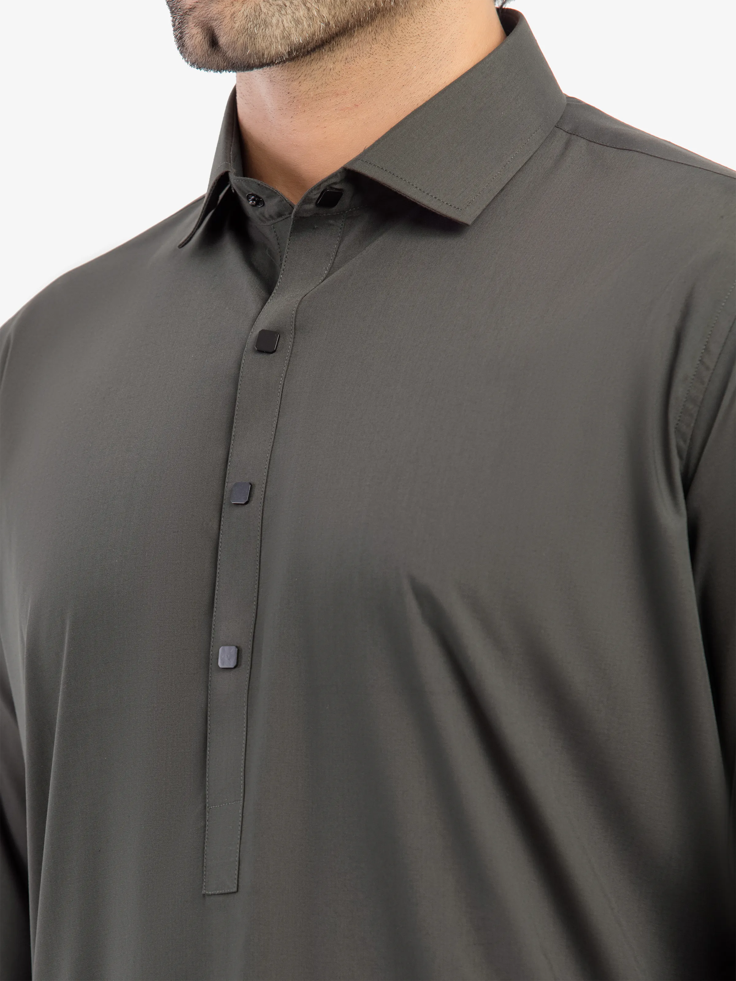 Men's Green Shalwar Kameez - EMTKS5-41195 - Image 3