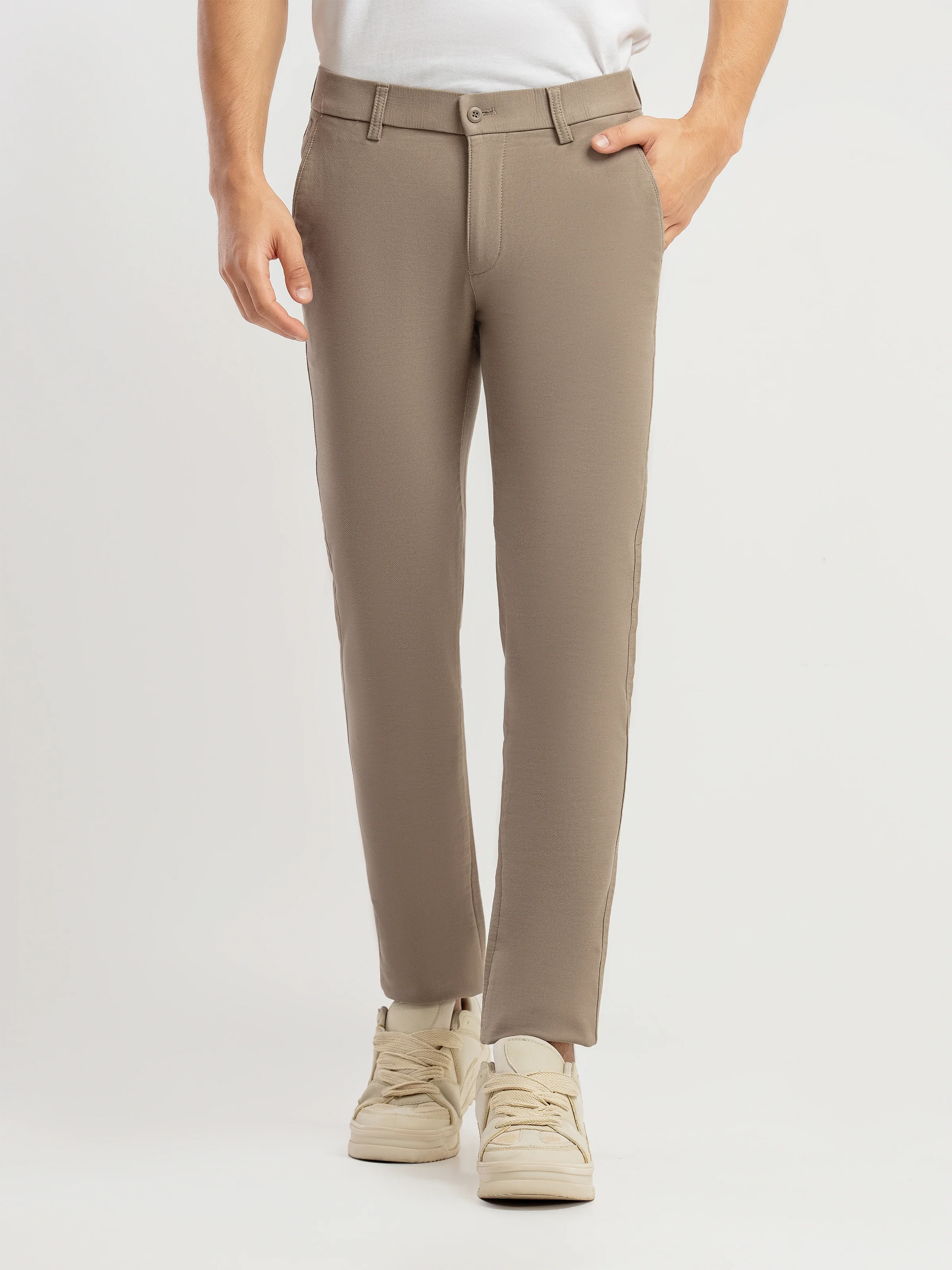 Men's Khaki Formal Pant - EMBPF6-15307