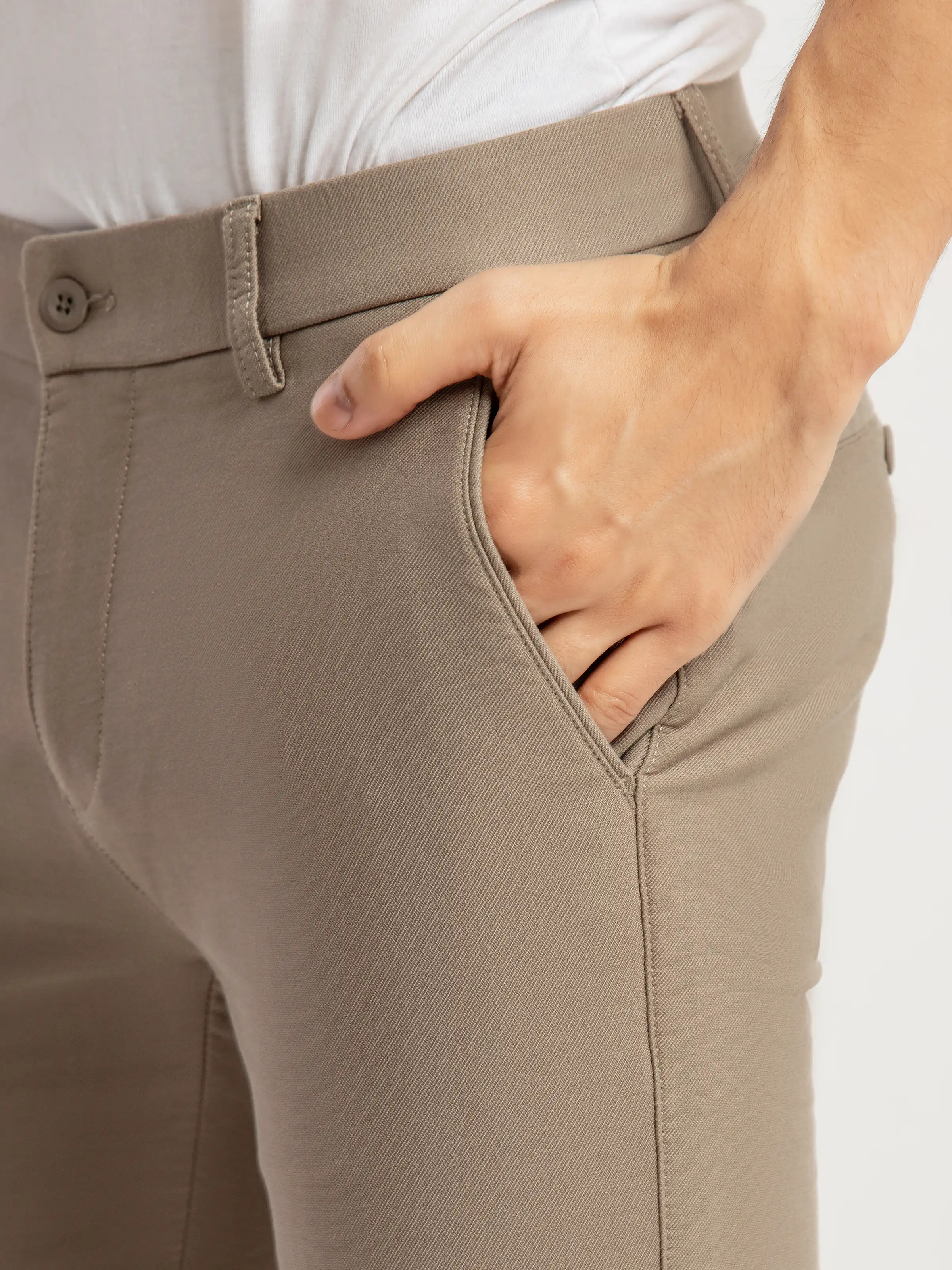 Men's Khaki Formal Pant - EMBPF6-15307 - Image 5