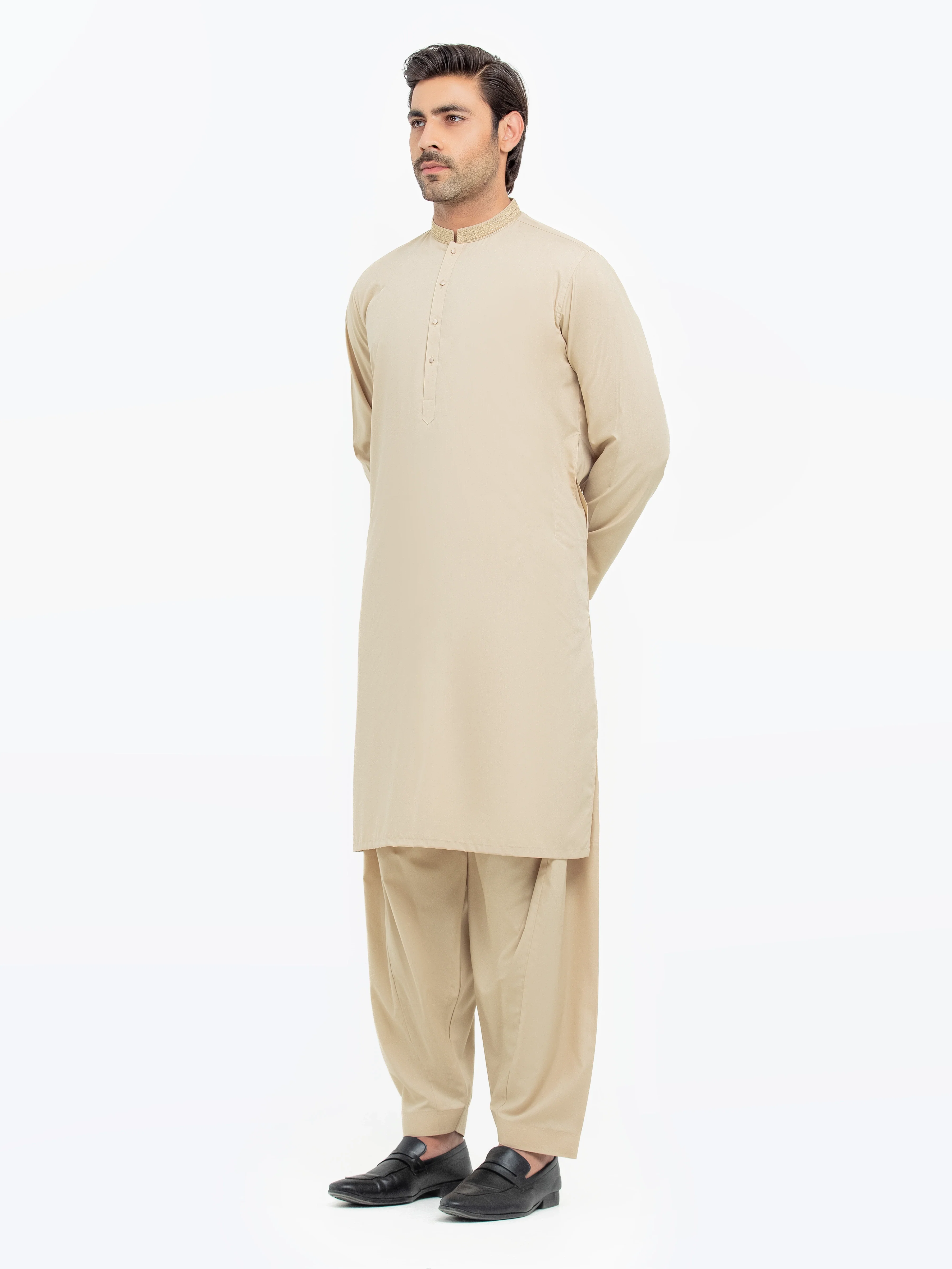Men's Khaki Shalwar Kameez - EMTKS5-41157 - Image 5