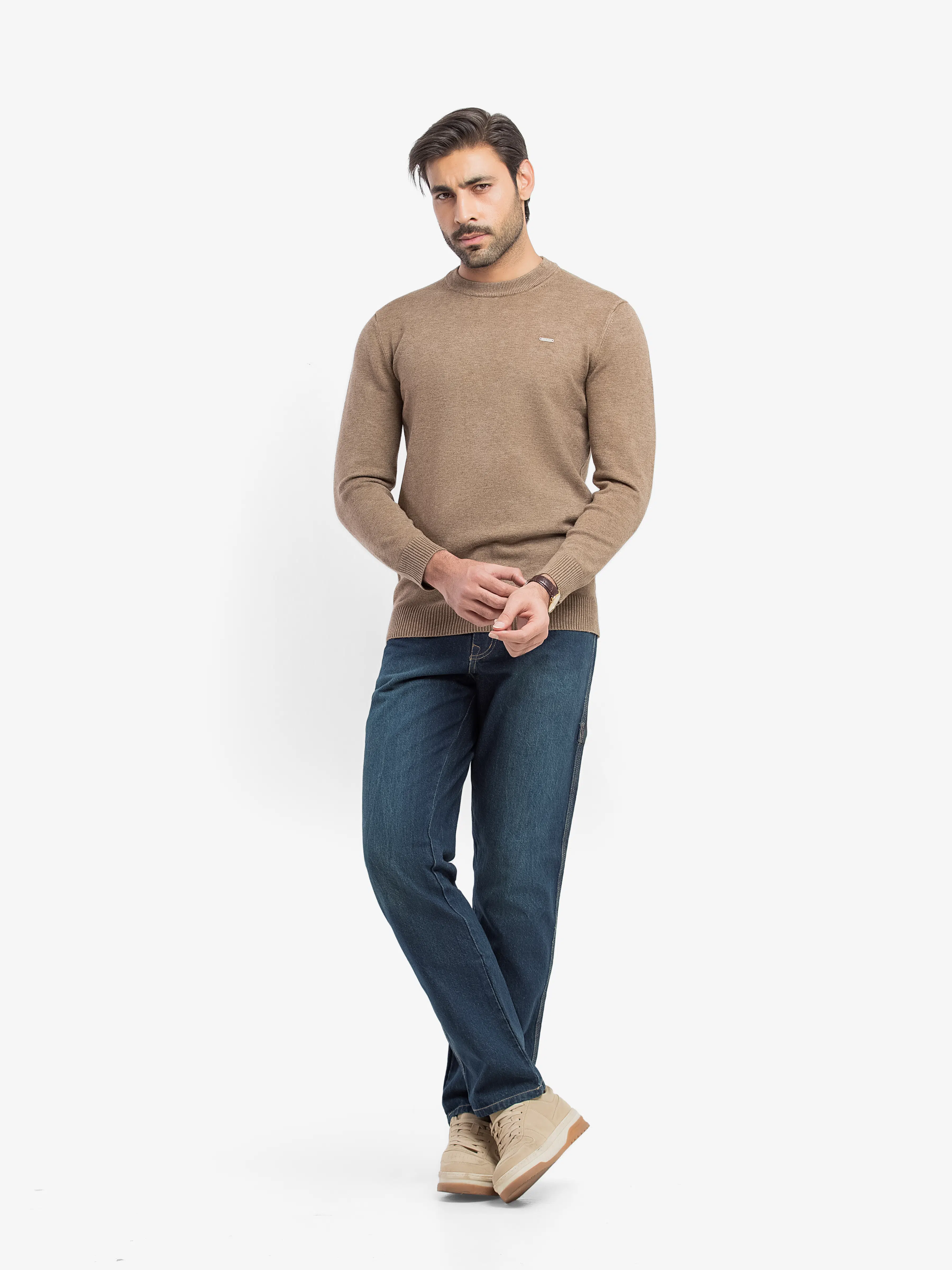 Men's Khaki Sweater - EMTSWT5-015 - Image 4