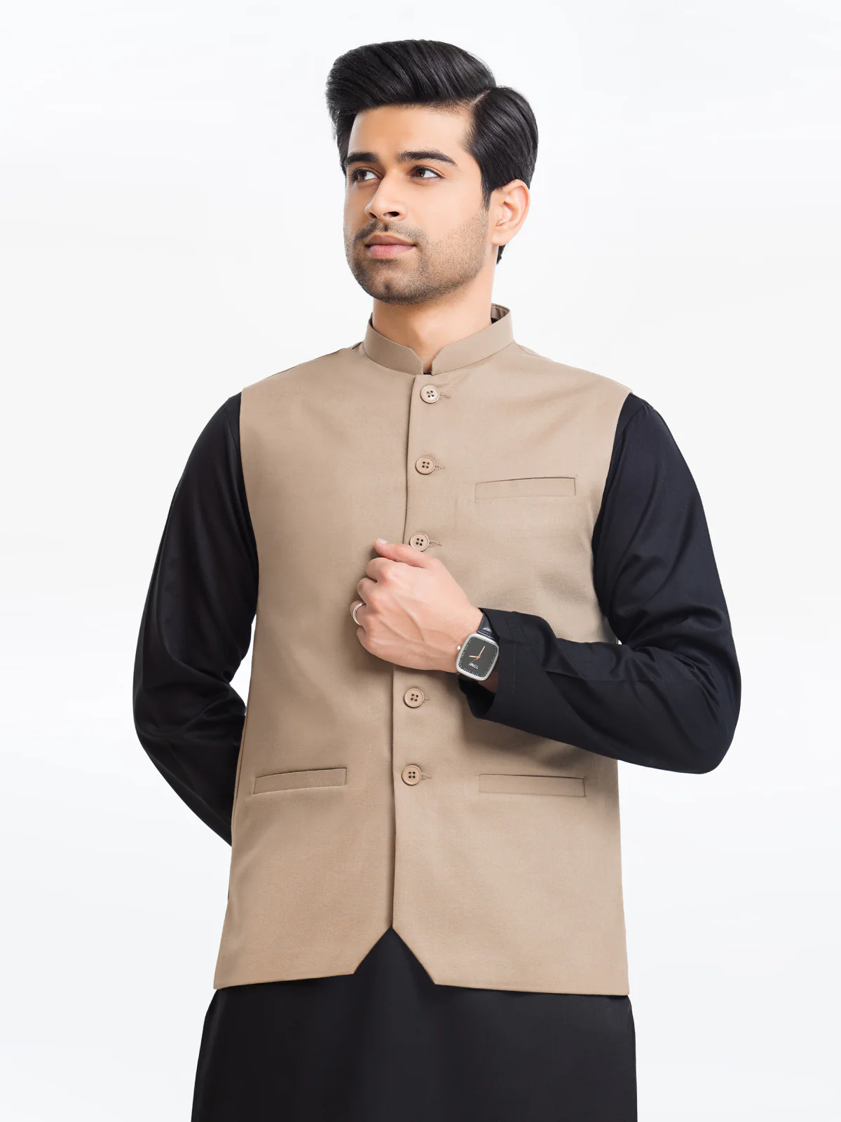 Men's Khaki Waist Coat - EMTWCP24-35903 - Image 4