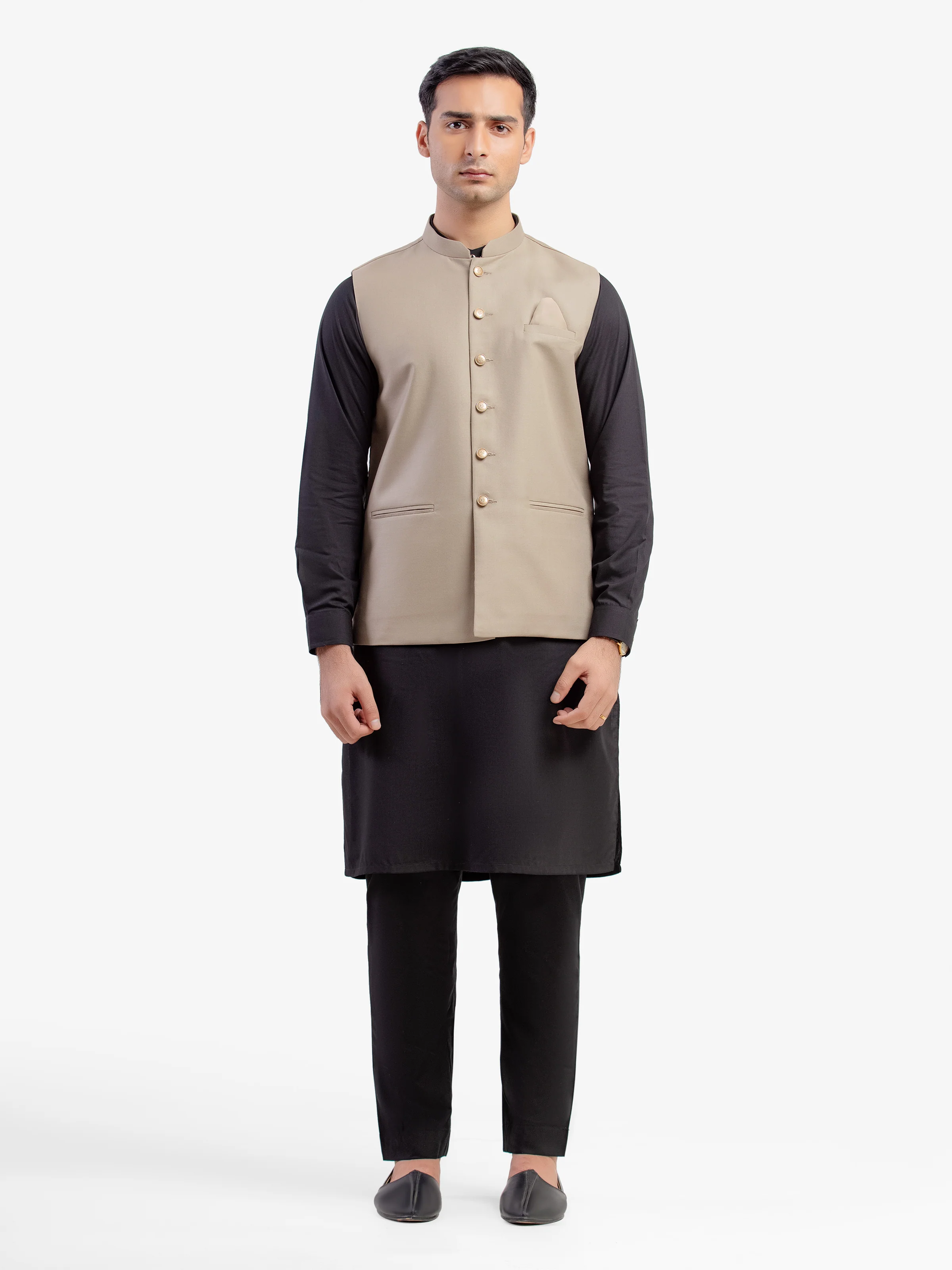 Men's Khaki Waist Coat - EMTWCP5-35972 - Image 2