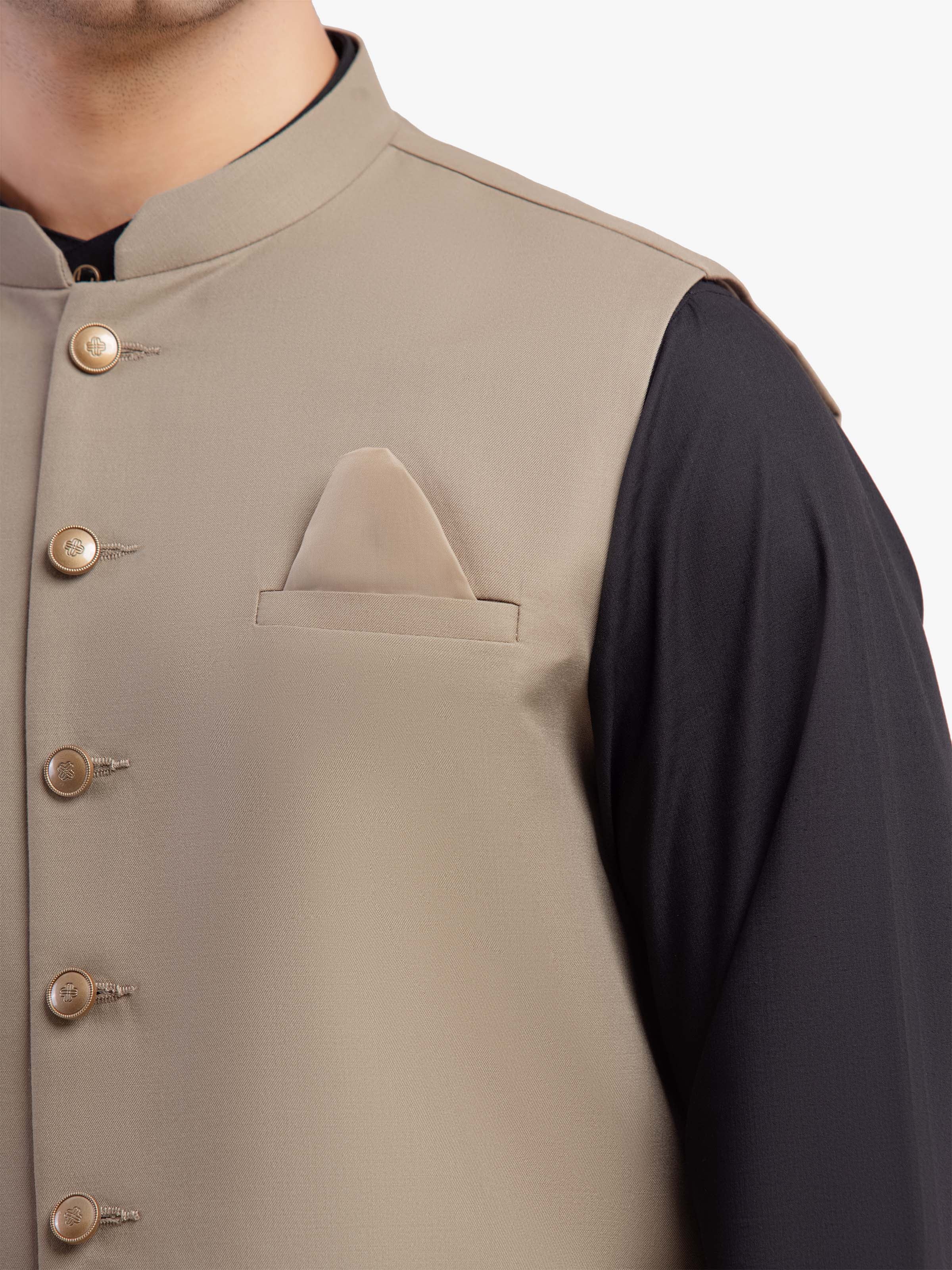 Men's Khaki Waist Coat - EMTWCP5-35972 - Image 3