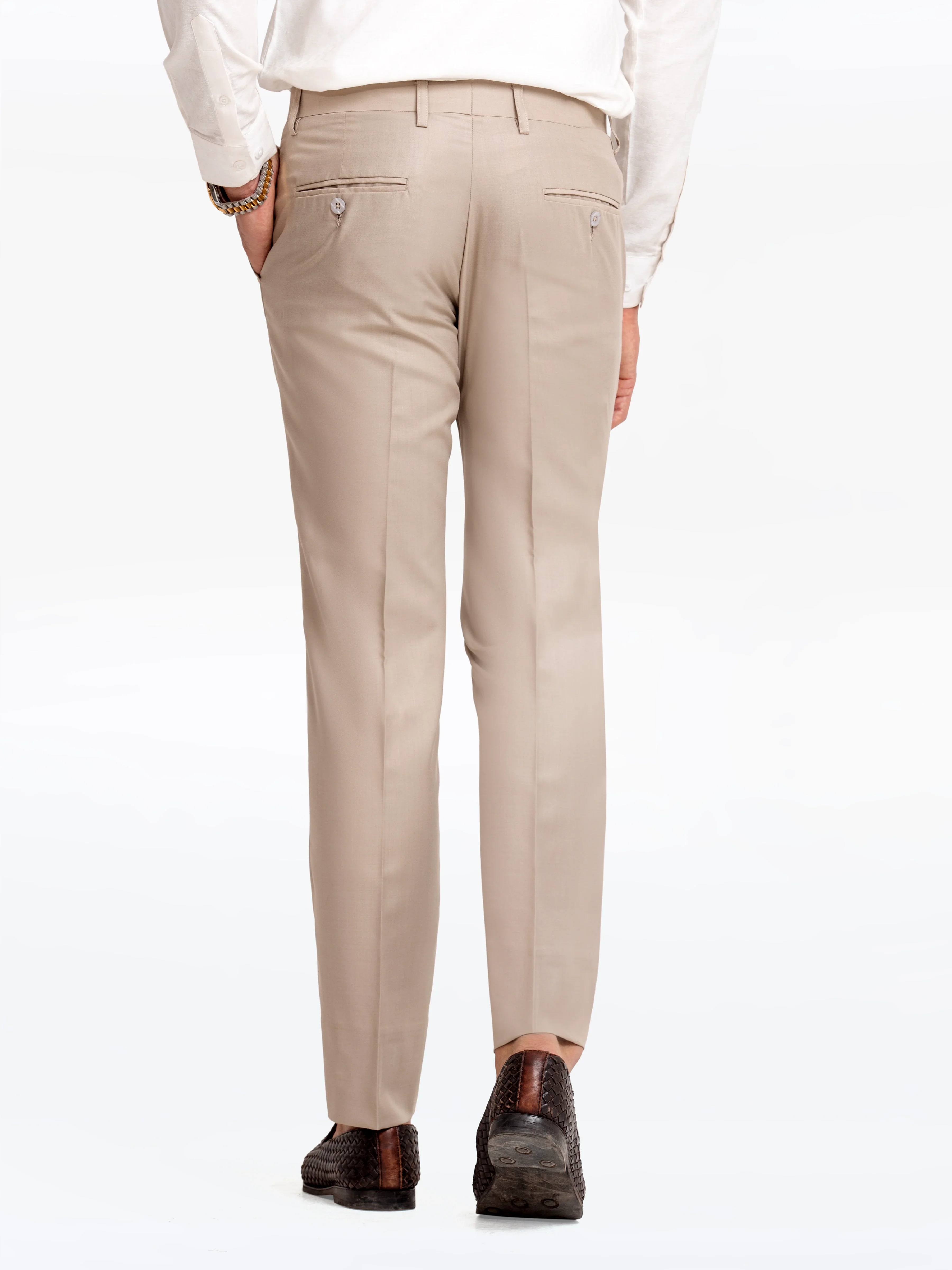Men's Light Beige Formal Pant - EMBPF24-15268 - Image 5