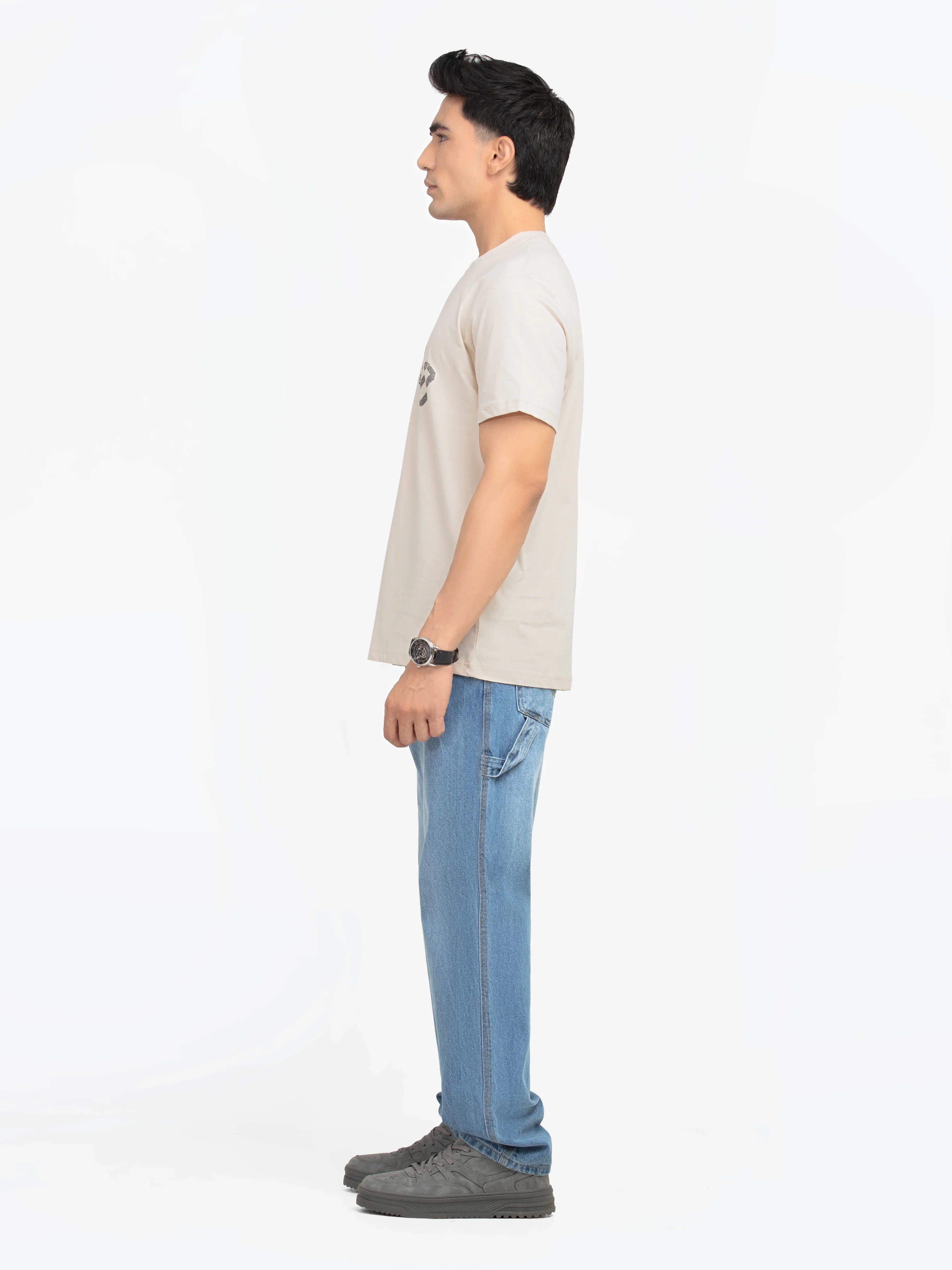 Men's Light Beige Graphic Tee - EMTGT5-003 - Image 4