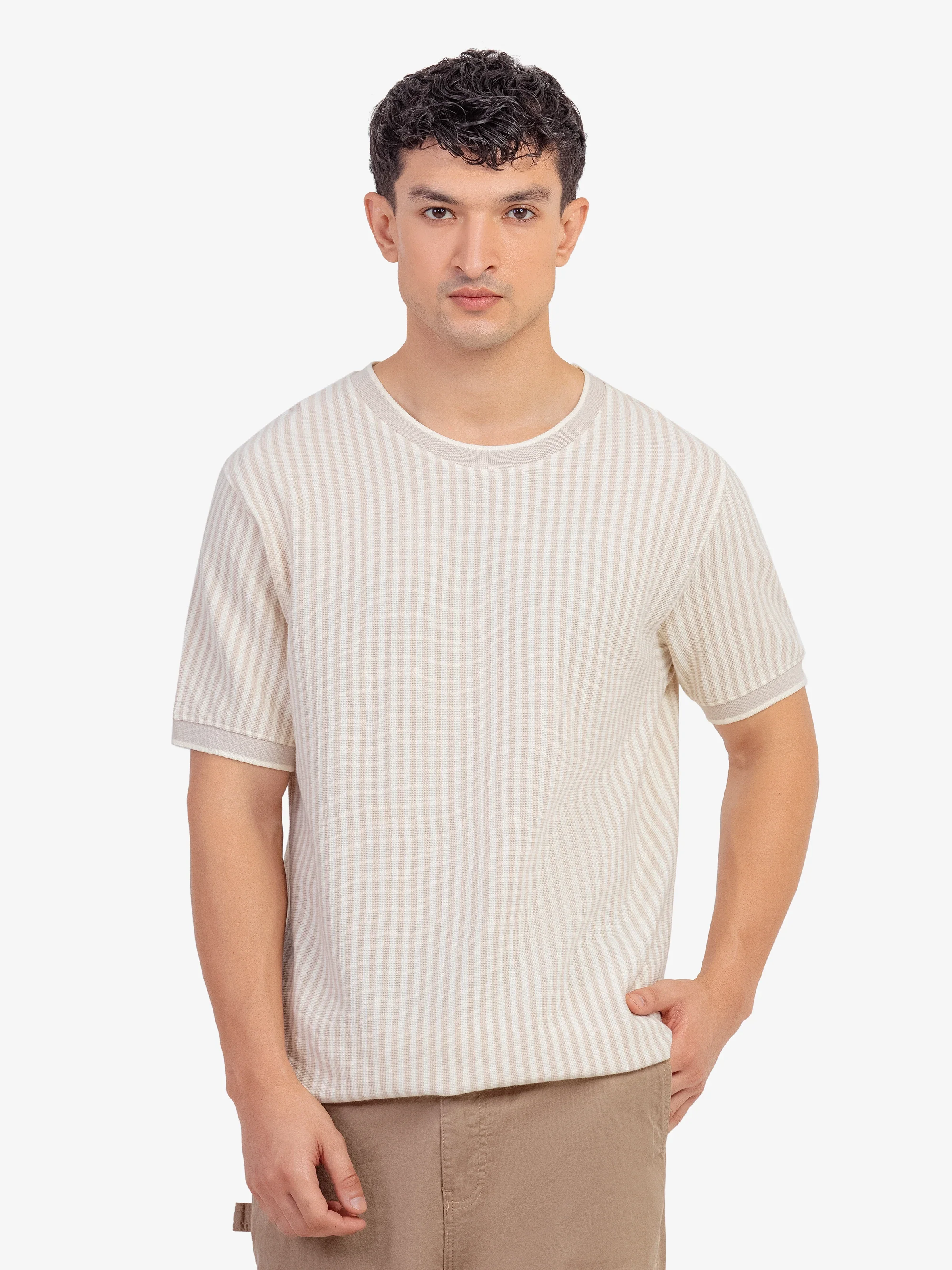 Men's Light Beige Graphic Tee - EMTGT5-009 - Image 3