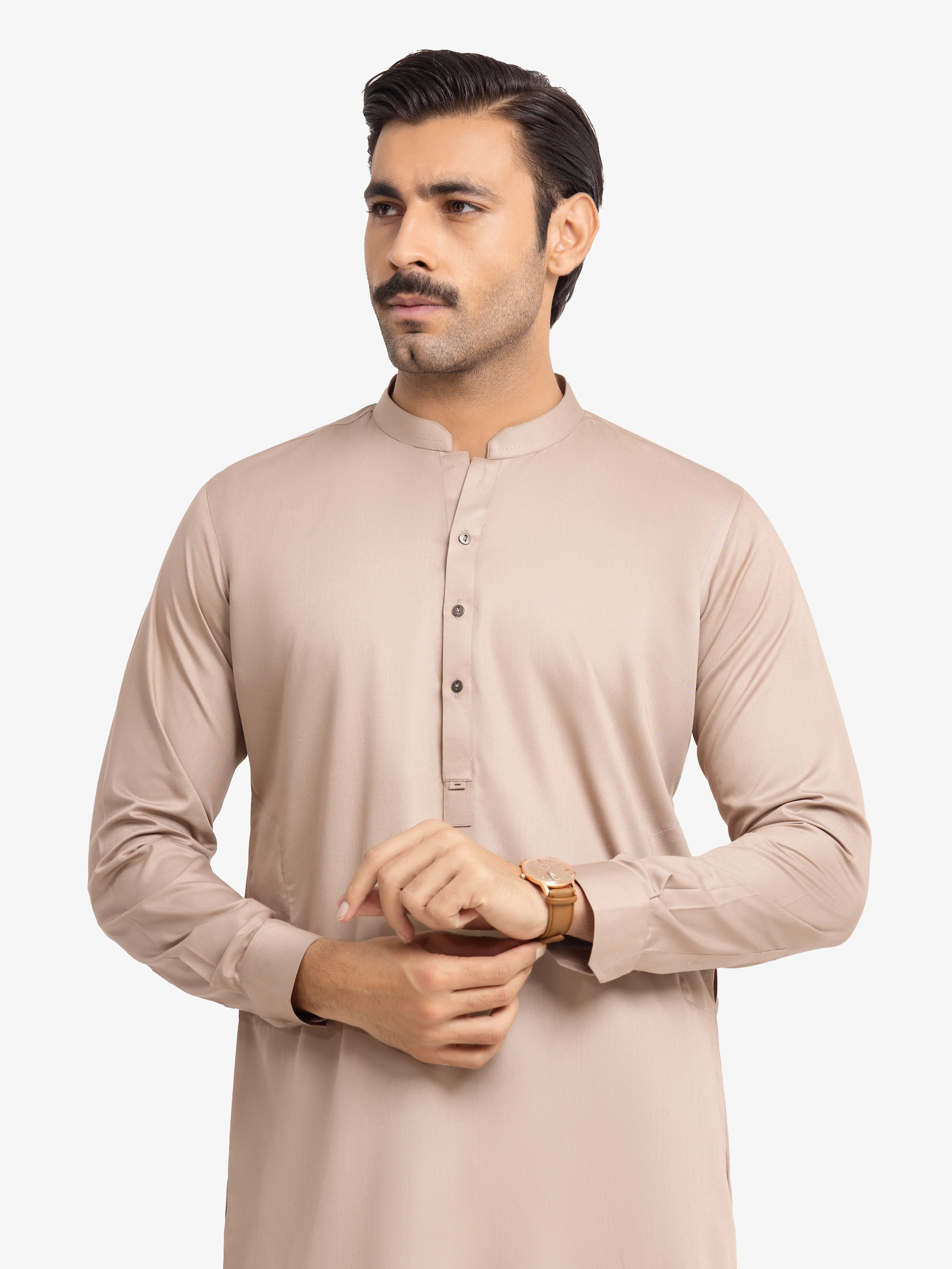 Men's Light Beige Shalwar Kameez - EMTKS24-41142 - Image 2