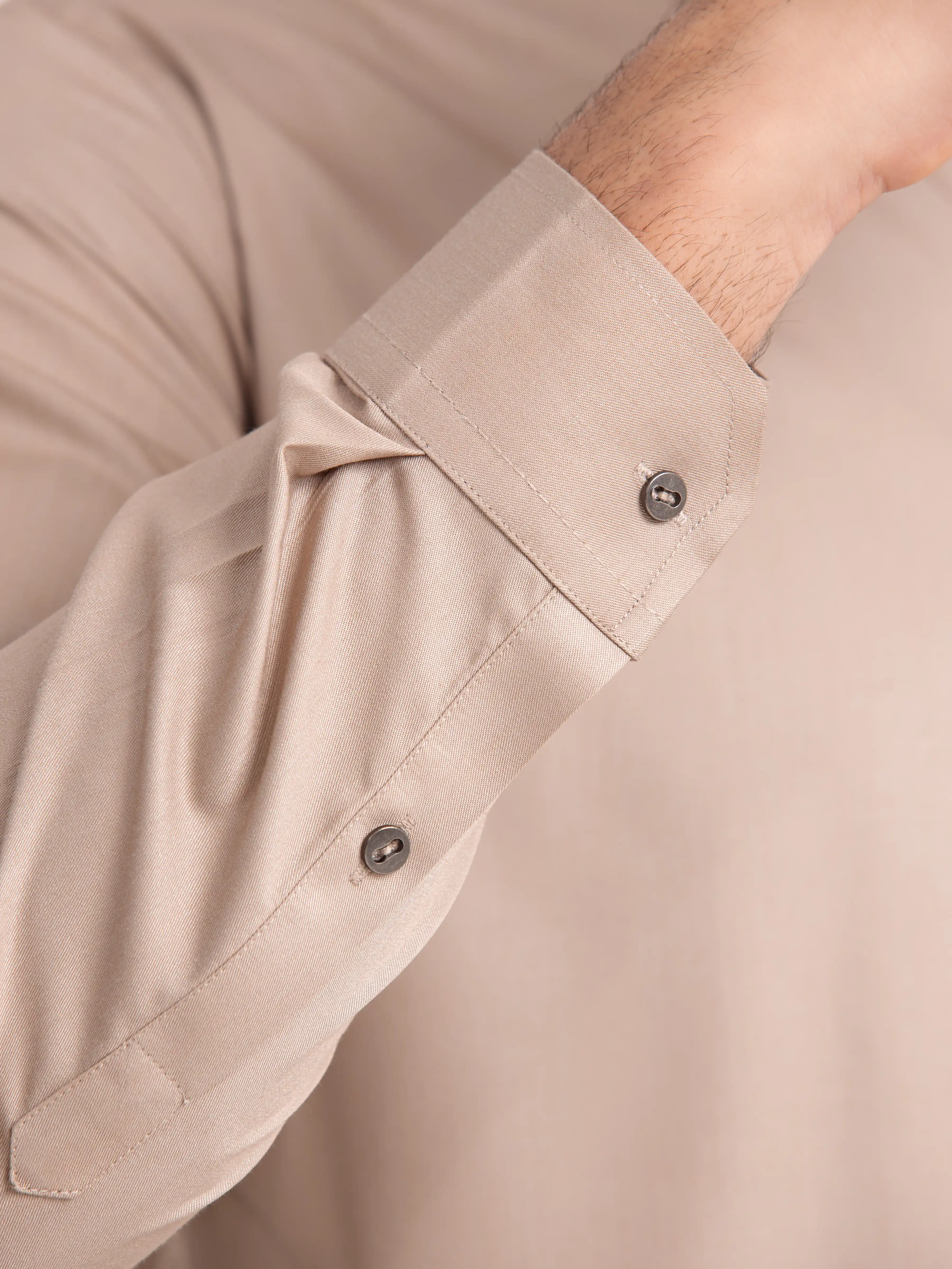 Men's Light Beige Shalwar Kameez - EMTKS24-41142 - Image 4