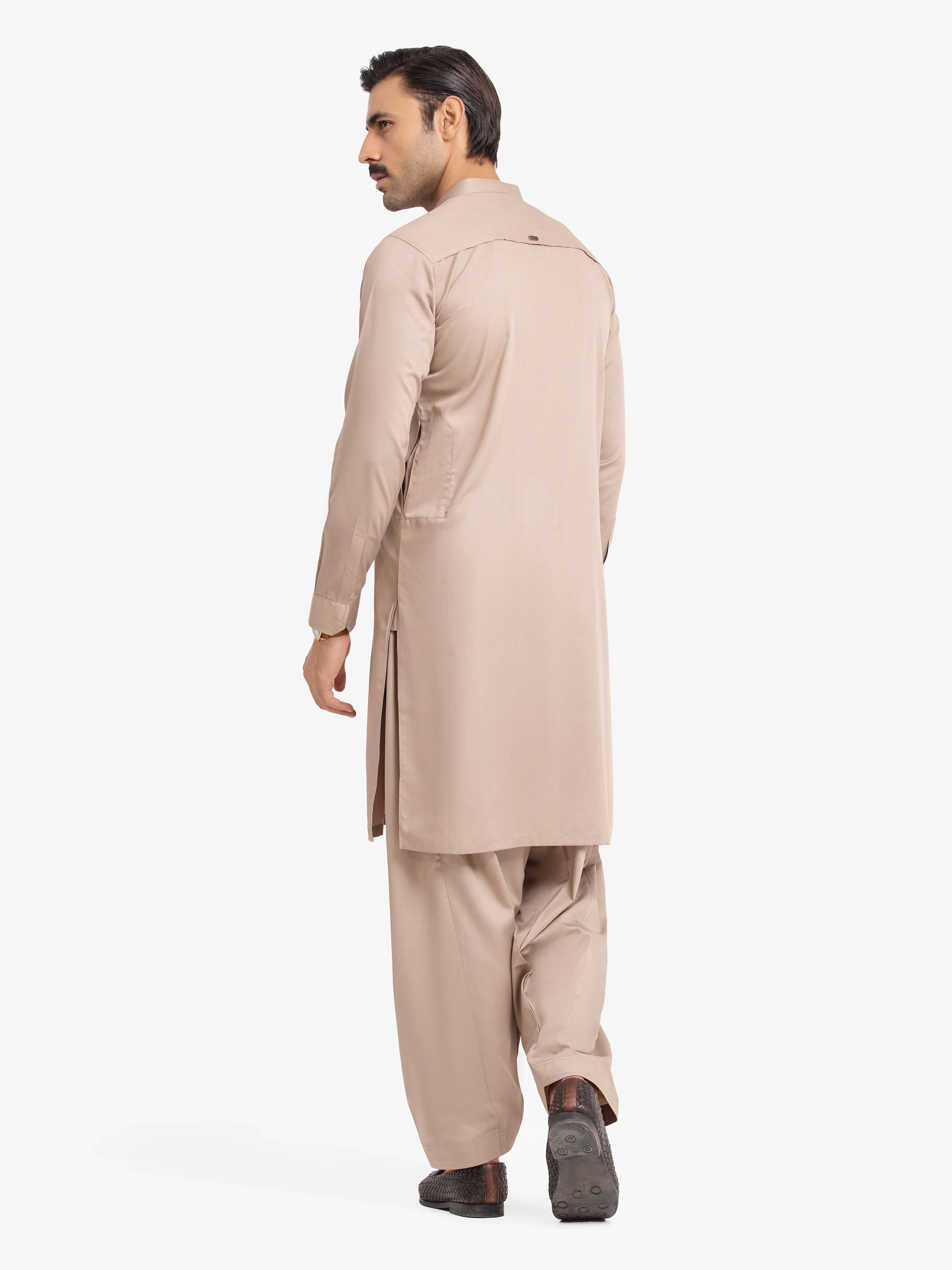 Men's Light Beige Shalwar Kameez - EMTKS24-41142 - Image 5