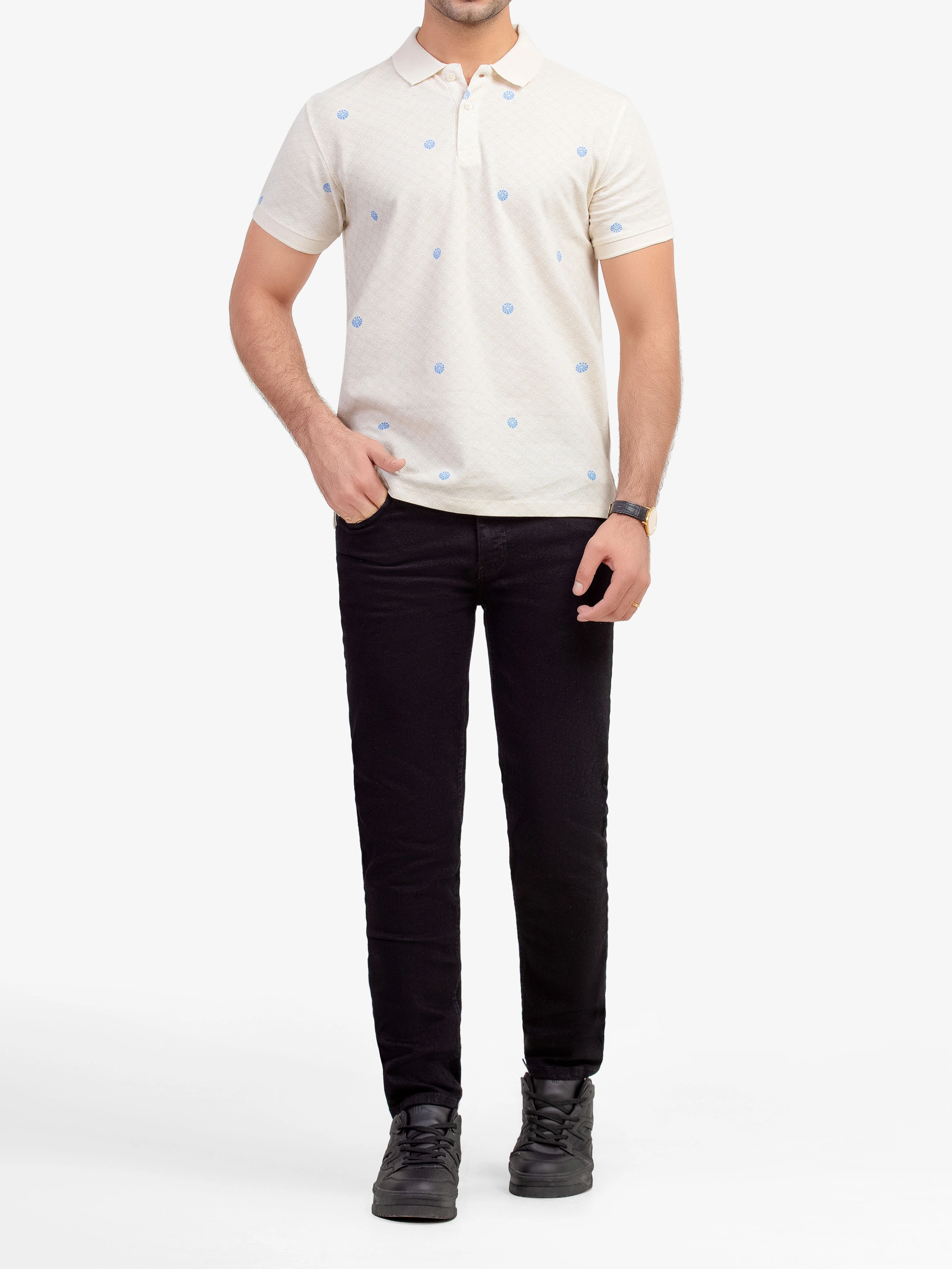 Men's Light Beige Polo Shirt - EMTPS5-026 - Image 2