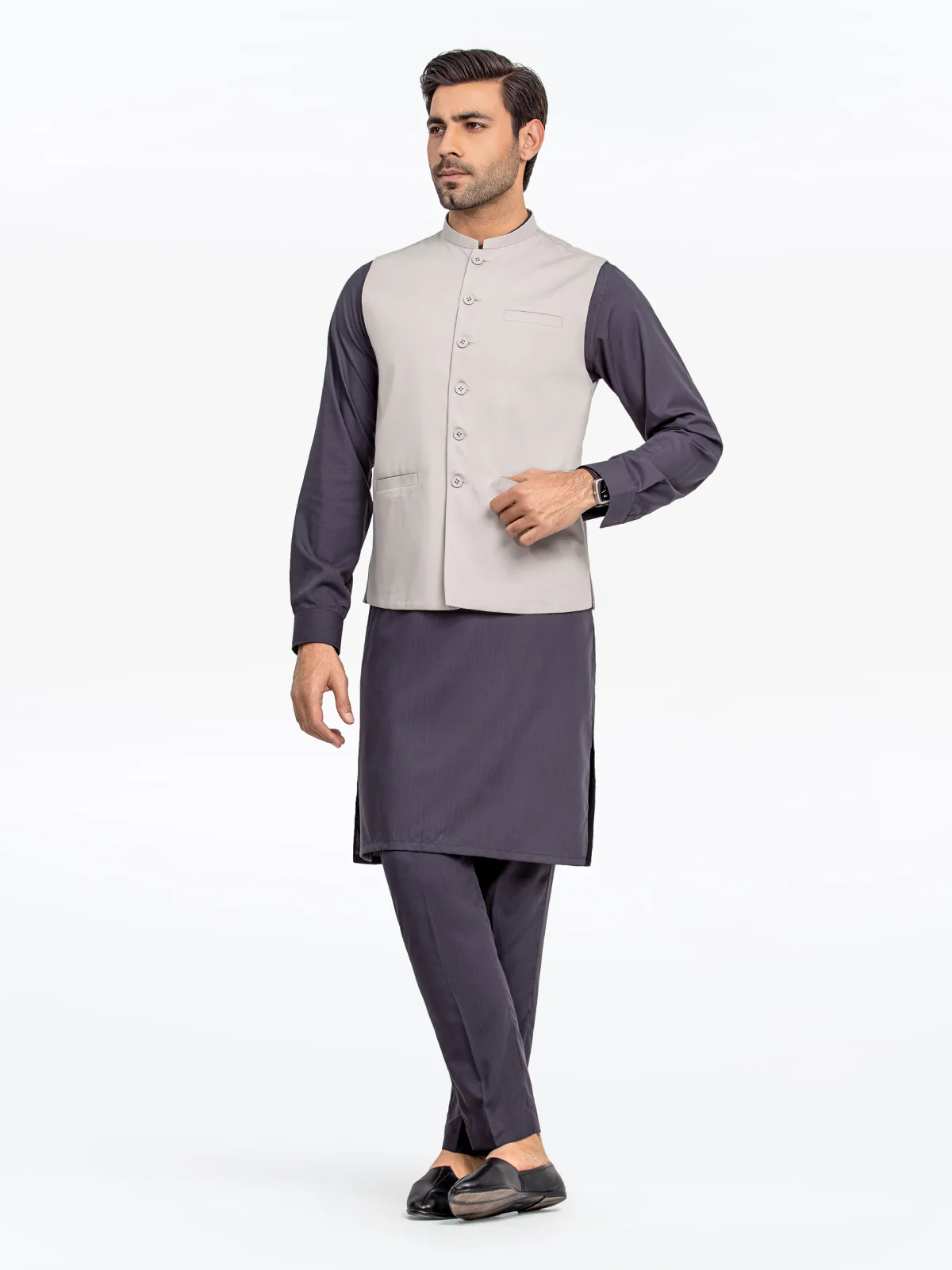 Men's Light Beige Waist Coat - EMTWCP24-35900 - Image 2