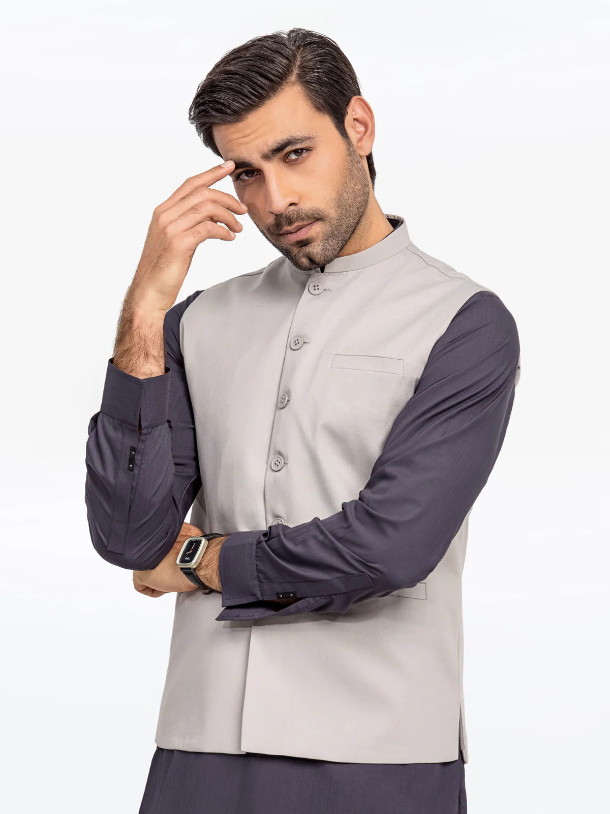Men's Light Beige Waist Coat - EMTWCP24-35900 - Image 3