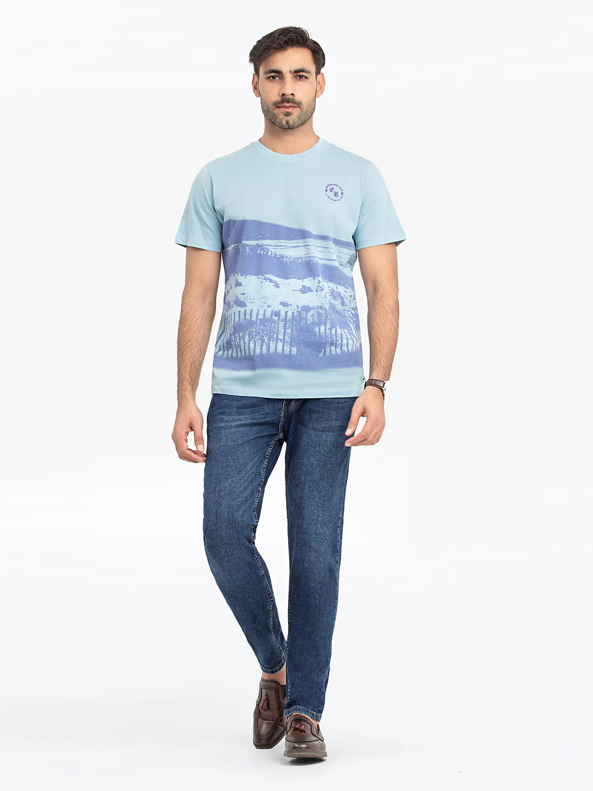 Men's Light Blue Graphic Tee - EMTGT24-016 - Image 2