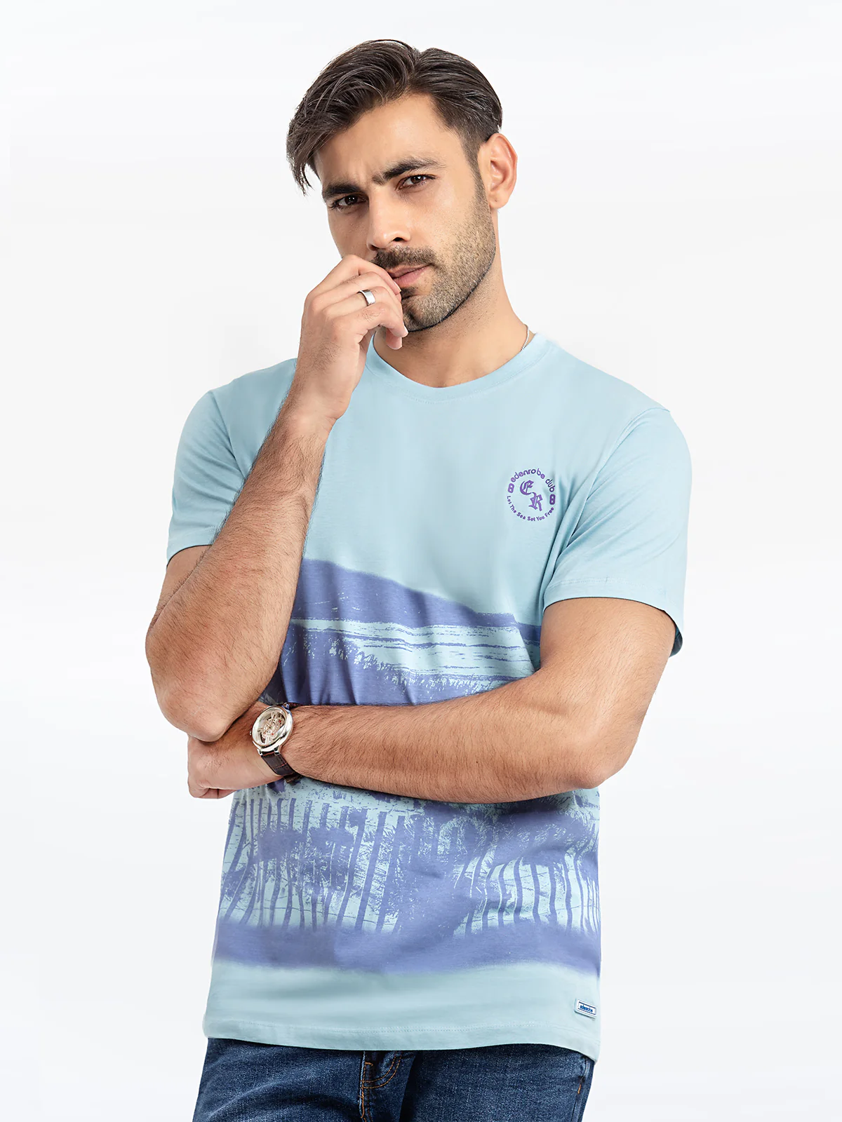 Men's Light Blue Graphic Tee - EMTGT24-016 - Image 3