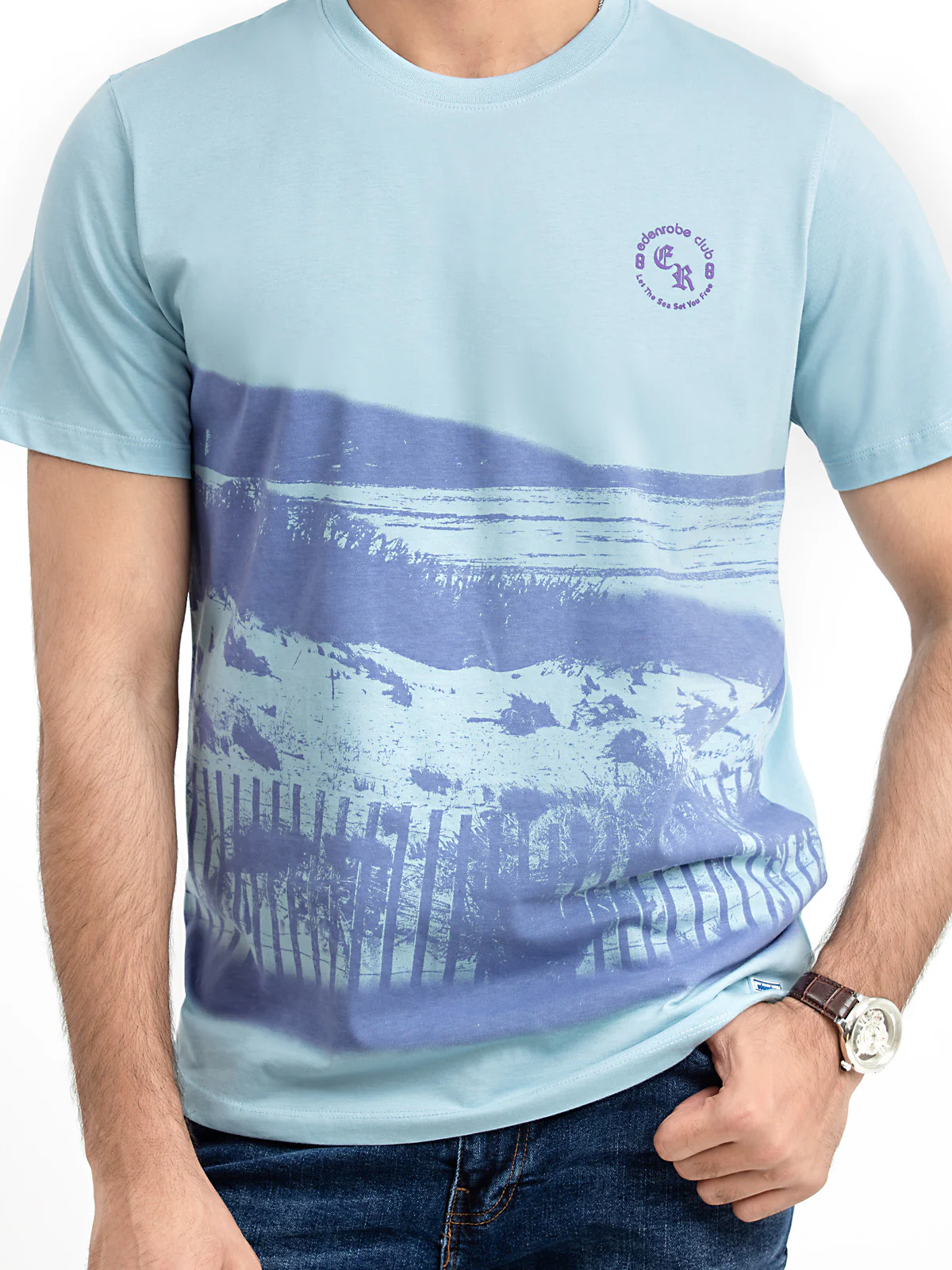 Men's Light Blue Graphic Tee - EMTGT24-016 - Image 4