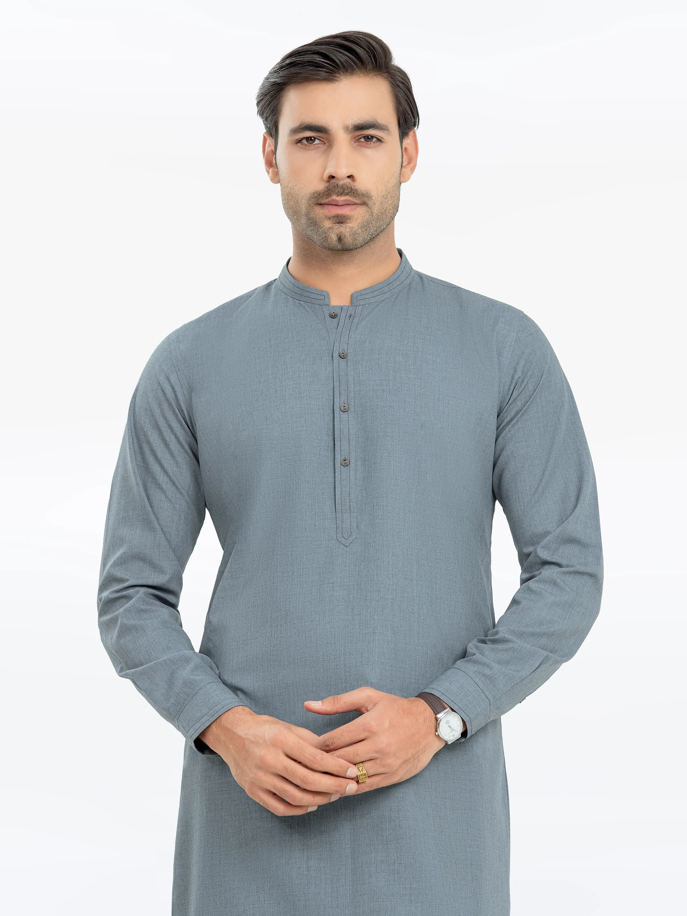 Men's Light Blue Shalwar Kameez - EMTKS24-41124 - Image 2