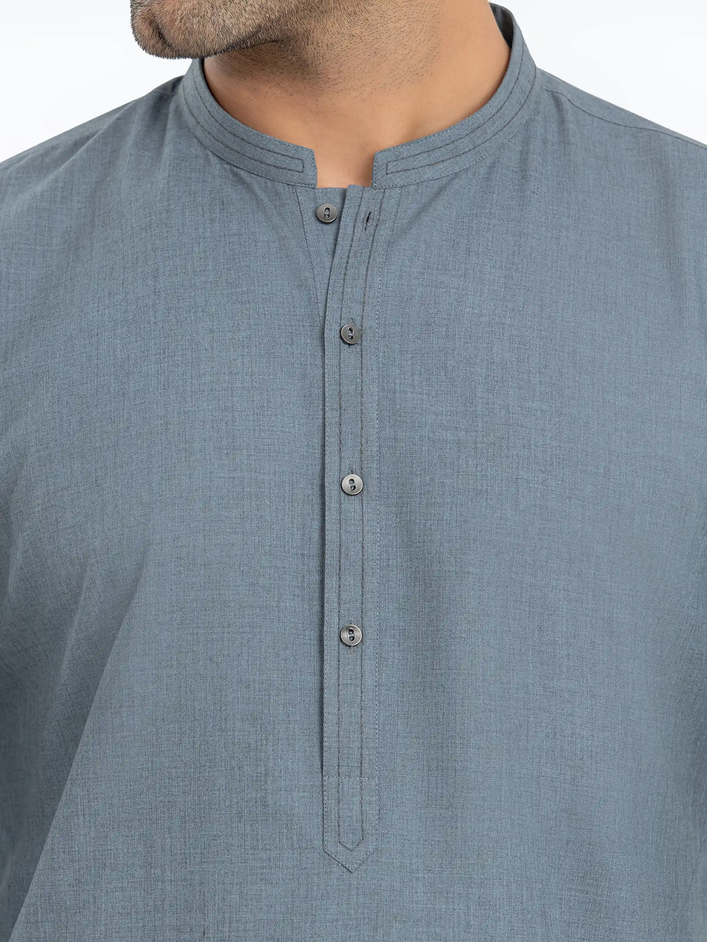 Men's Light Blue Shalwar Kameez - EMTKS24-41124 - Image 3