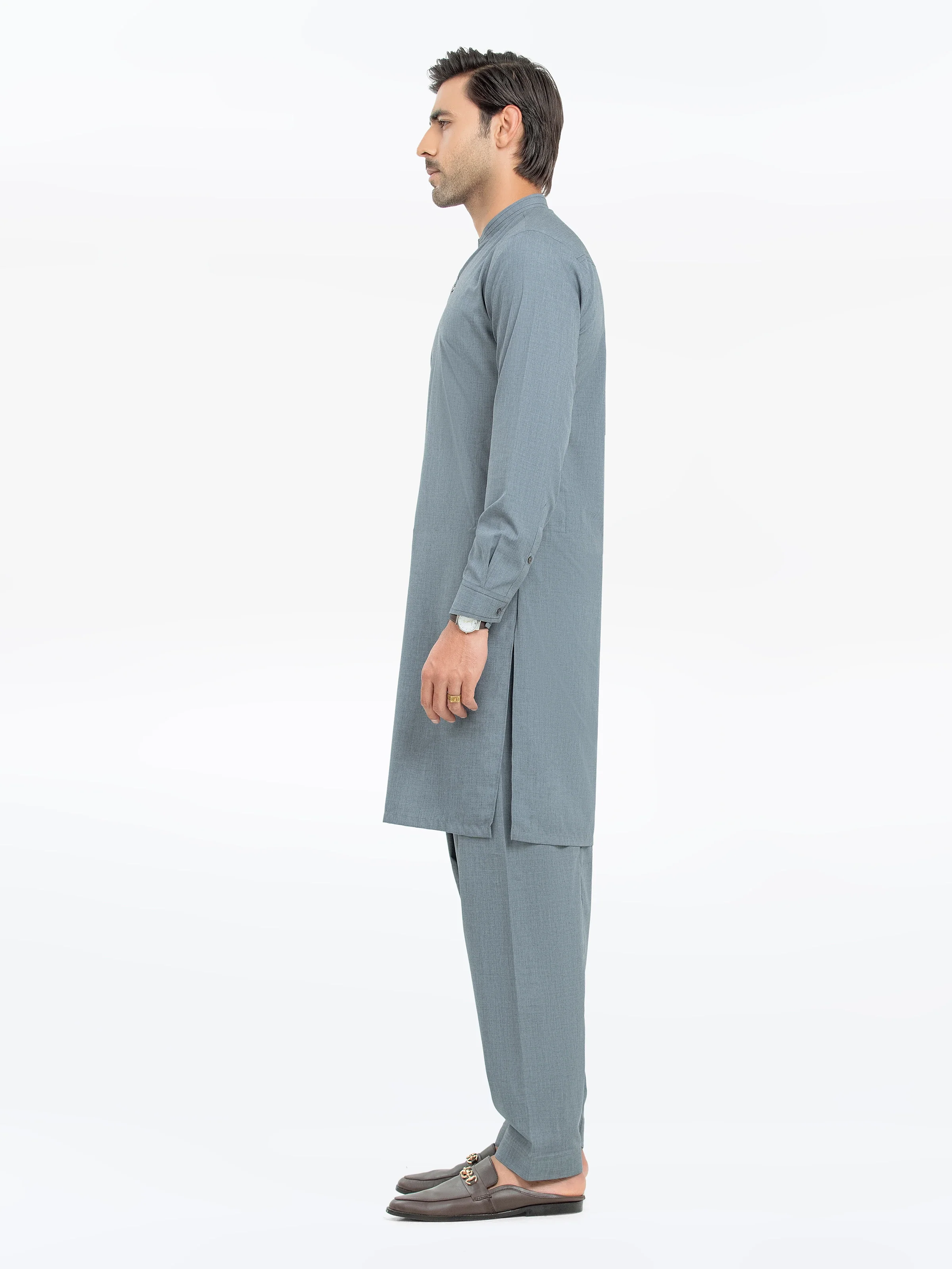 Men's Light Blue Shalwar Kameez - EMTKS24-41124 - Image 5