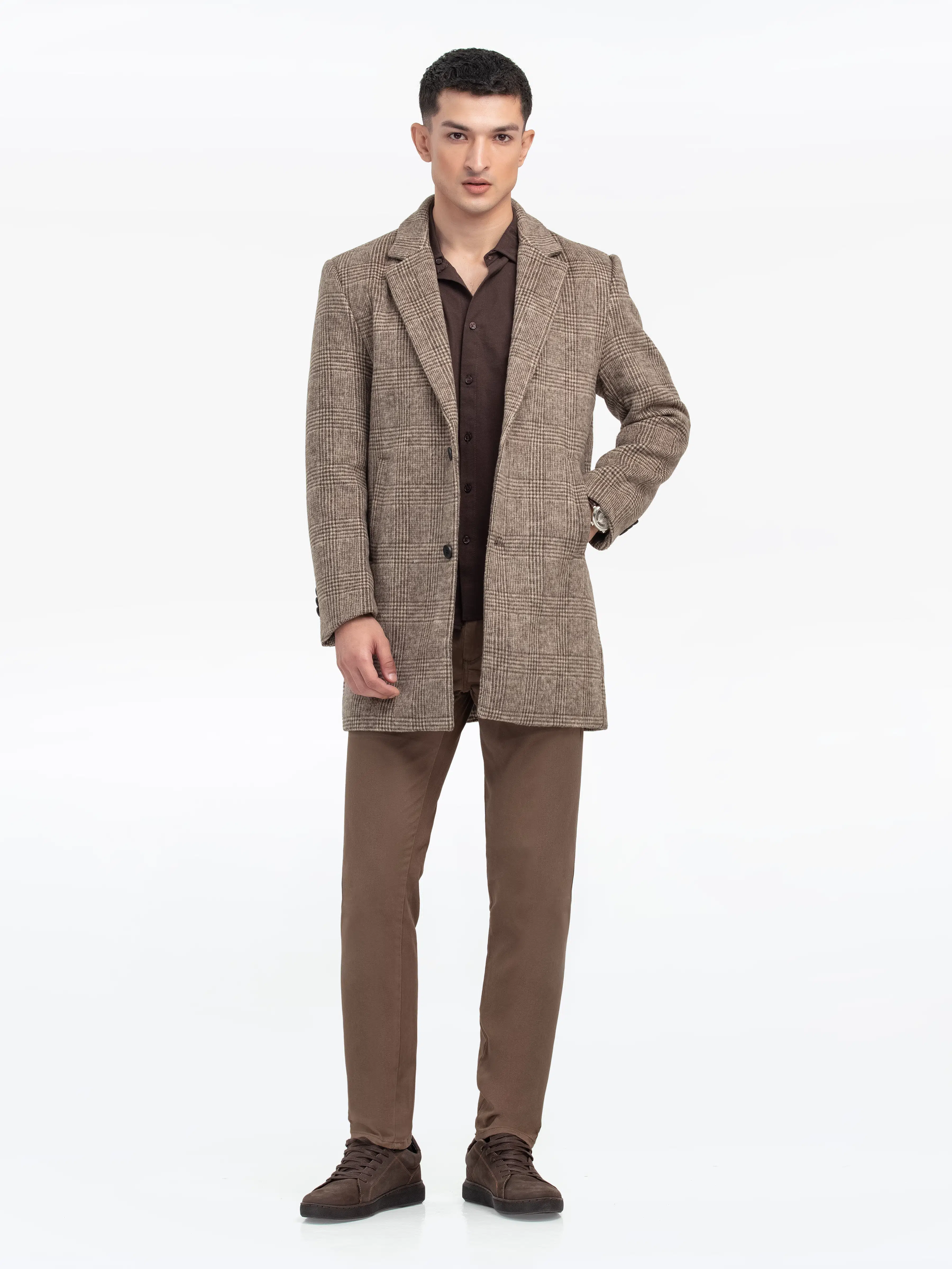 Men's Light Brown Long Coat - EMTC24-001 - Image 2