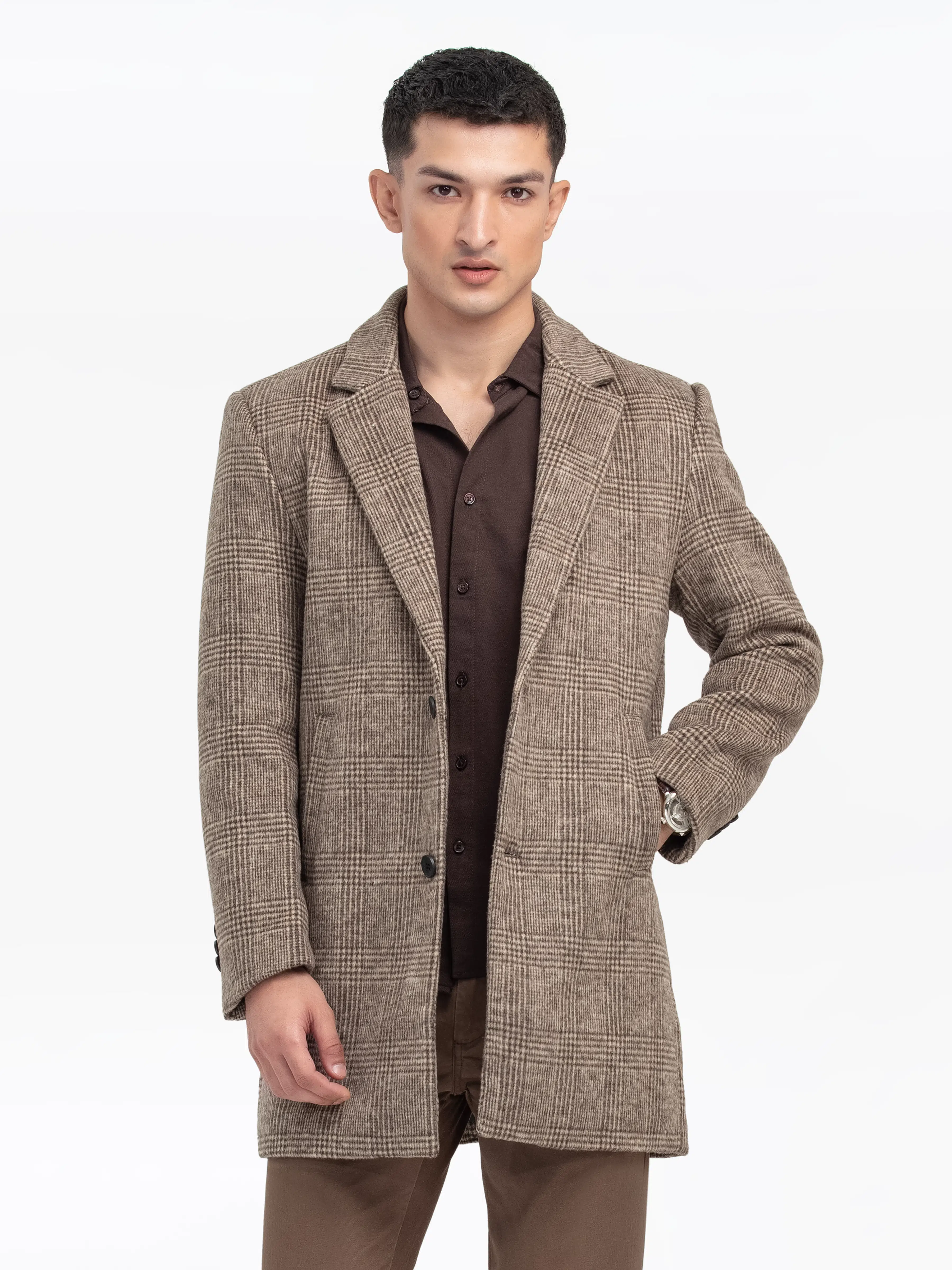 Men's Light Brown Long Coat - EMTC24-001 - Image 3
