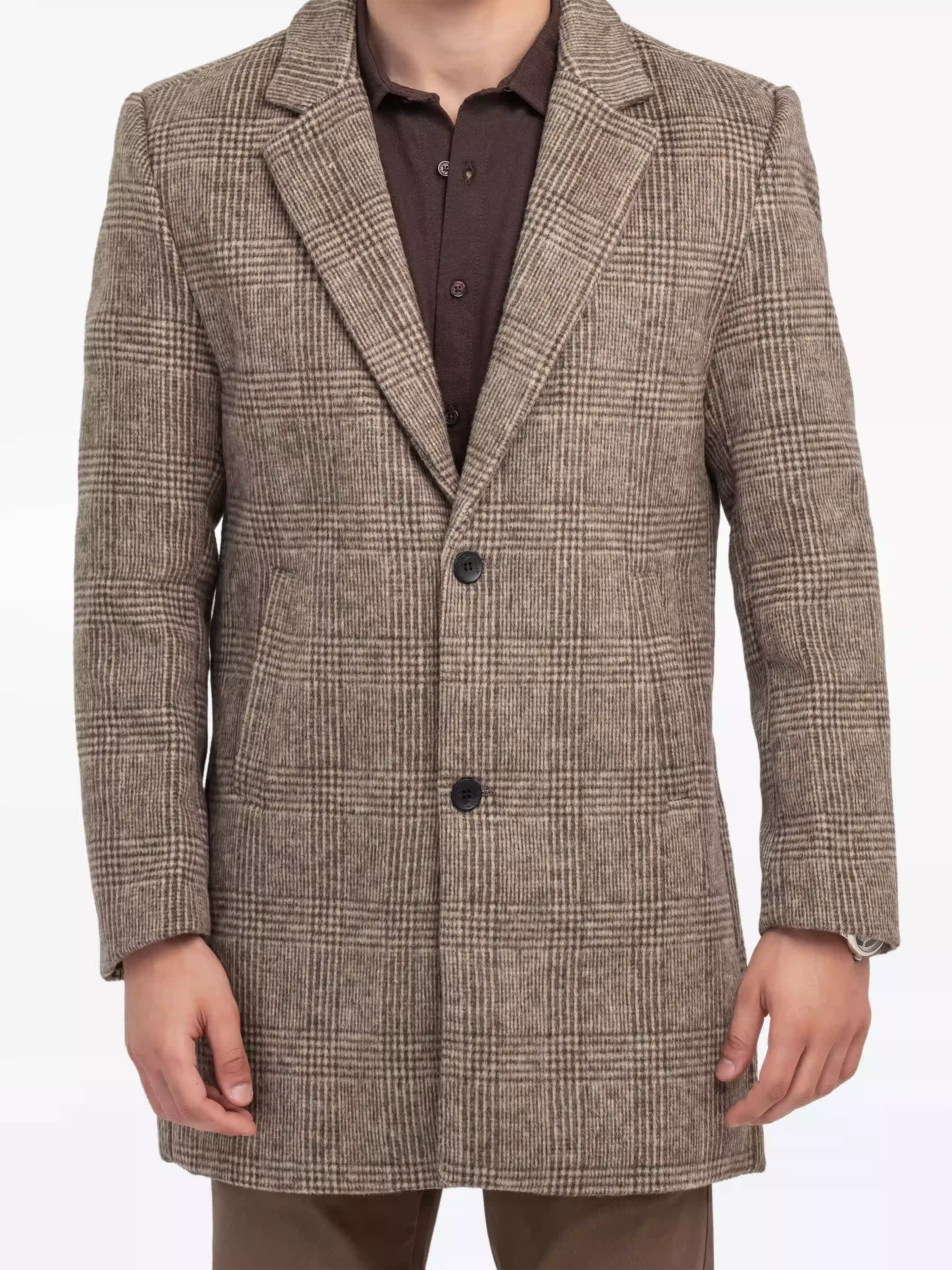 Men's Light Brown Long Coat - EMTC24-001 - Image 4
