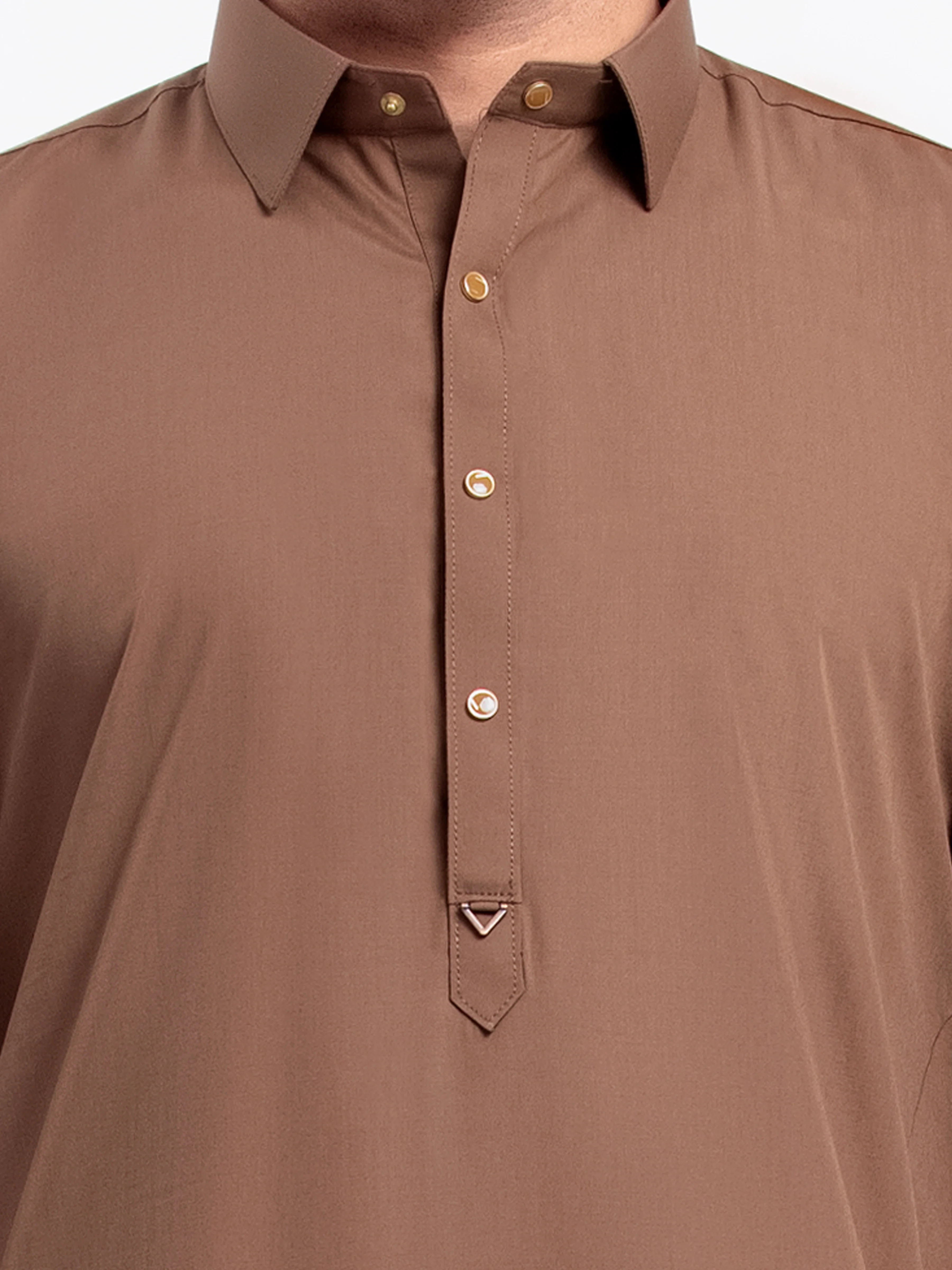 Men's Light Brown Shalwar Kameez - EMTKST5-99512 - Image 3