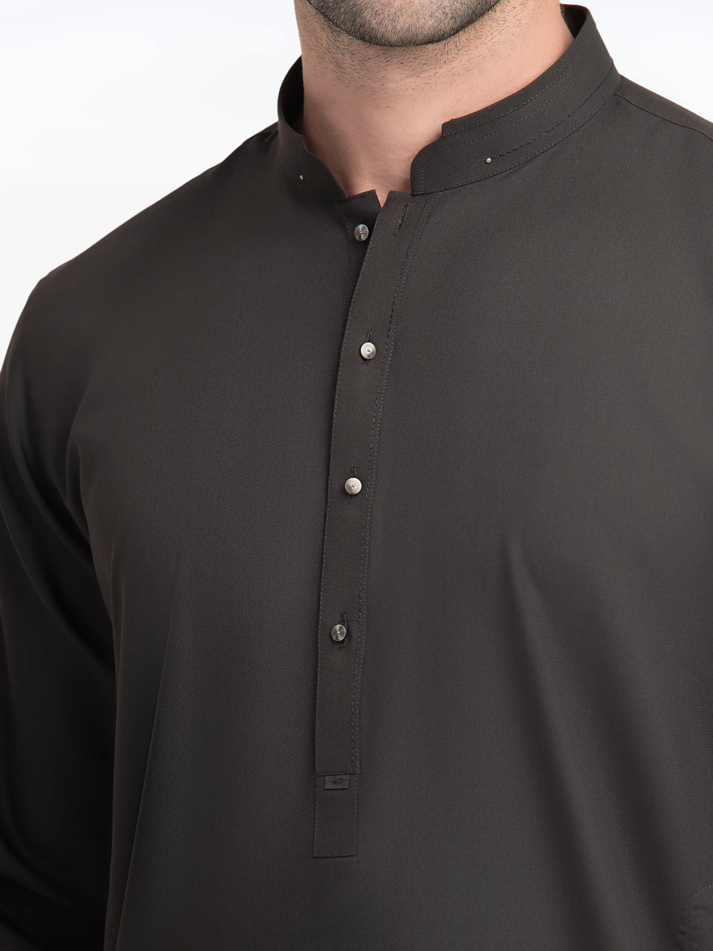 Men's Light Brown Shalwar Kameez - EMTKST5-99513 - Image 3