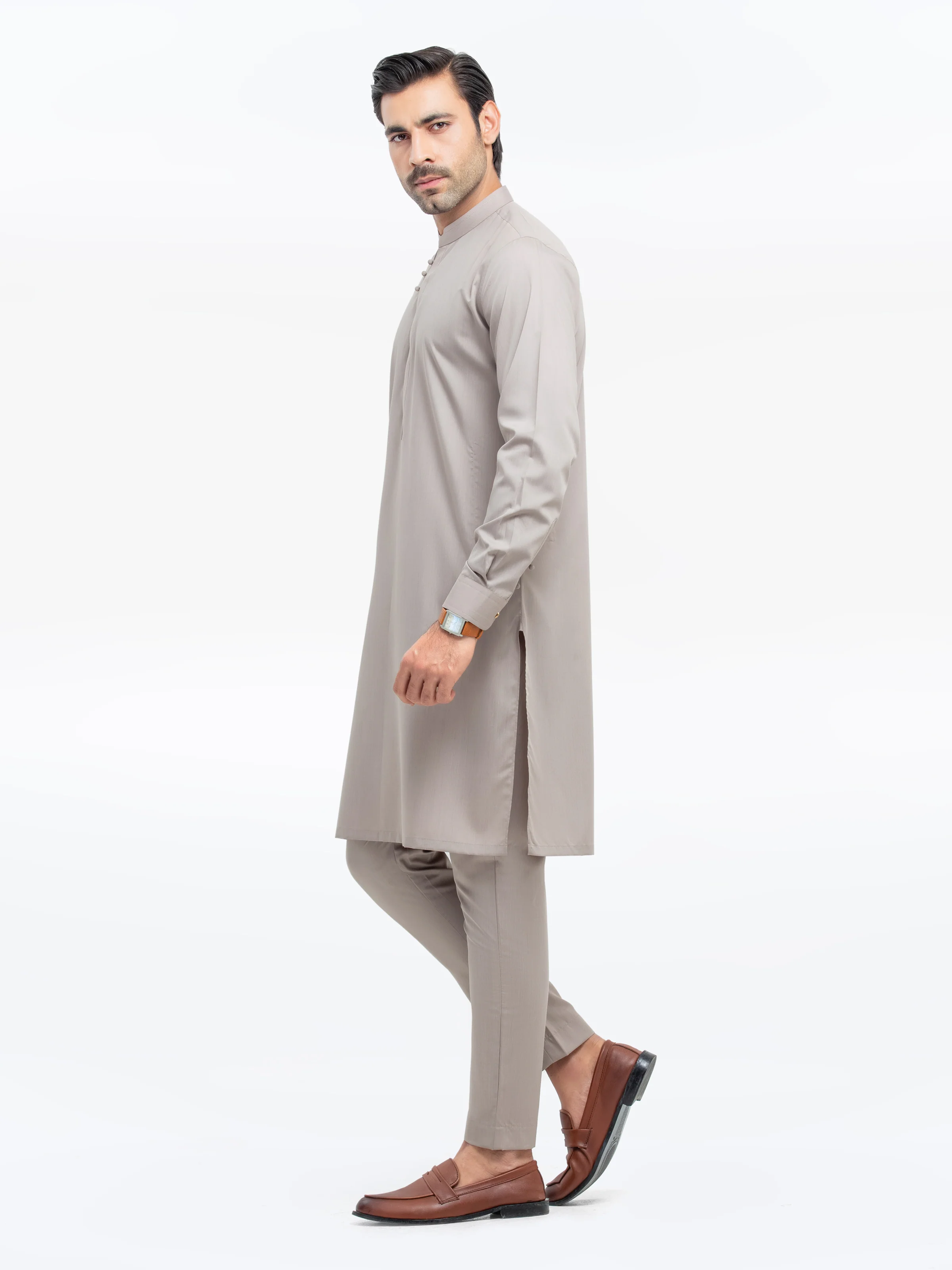 Men's Light Coffee Kurta Pajama - EMTKPT5-055 - Image 4