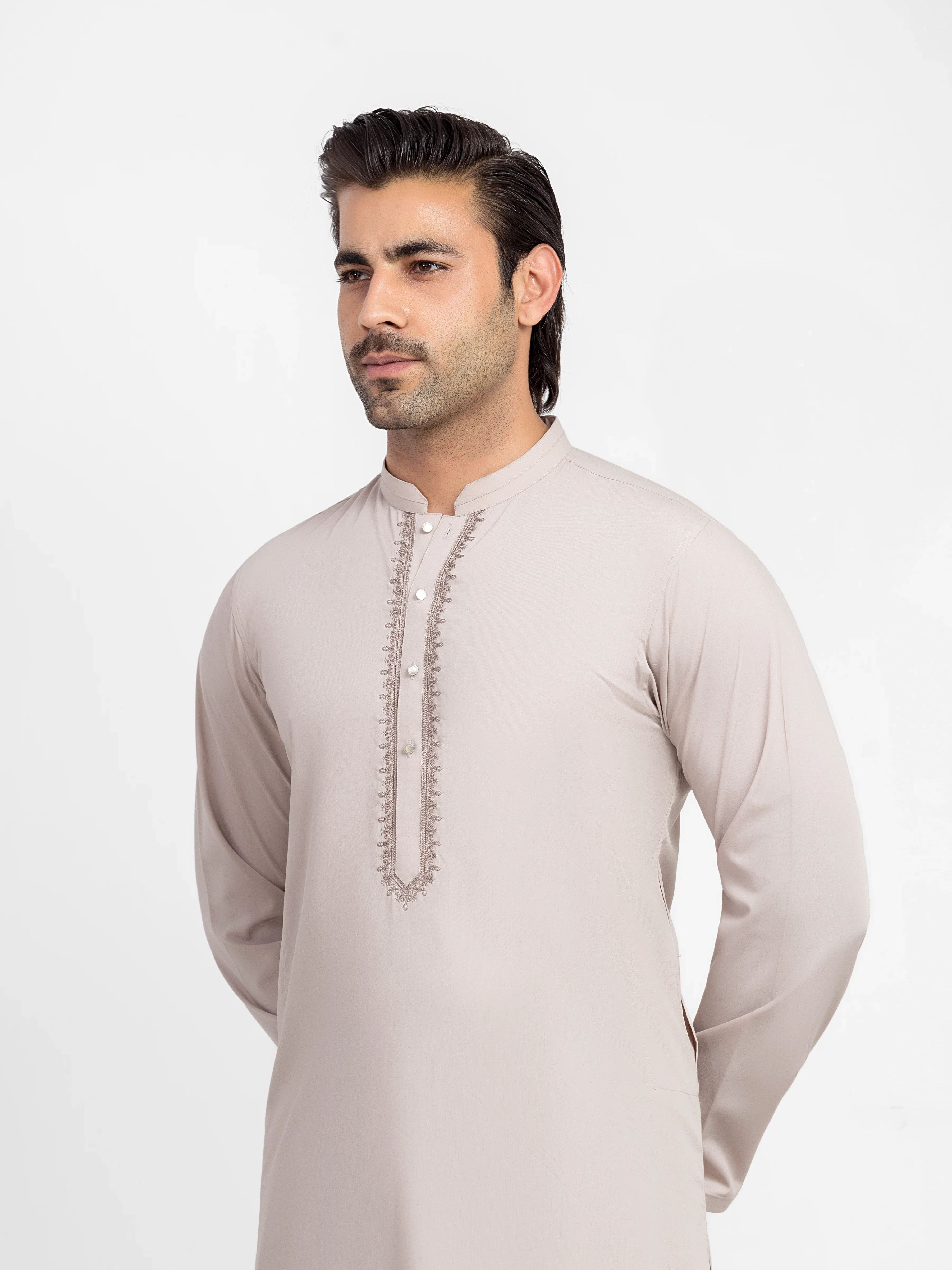 Men's Light Coffee Shalwar Kameez - EMTKS5-41230 - Image 2