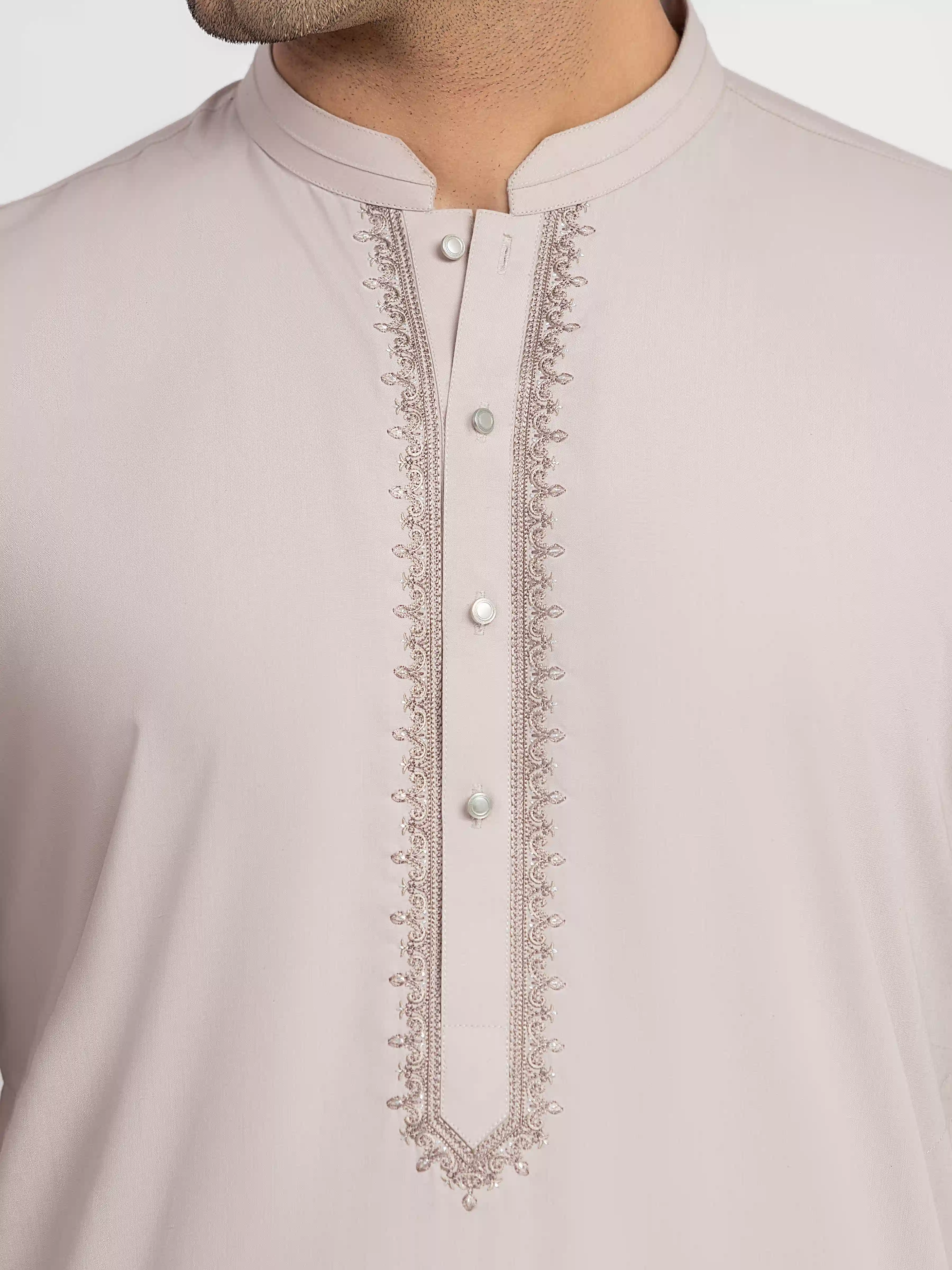 Men's Light Coffee Shalwar Kameez - EMTKS5-41230 - Image 3