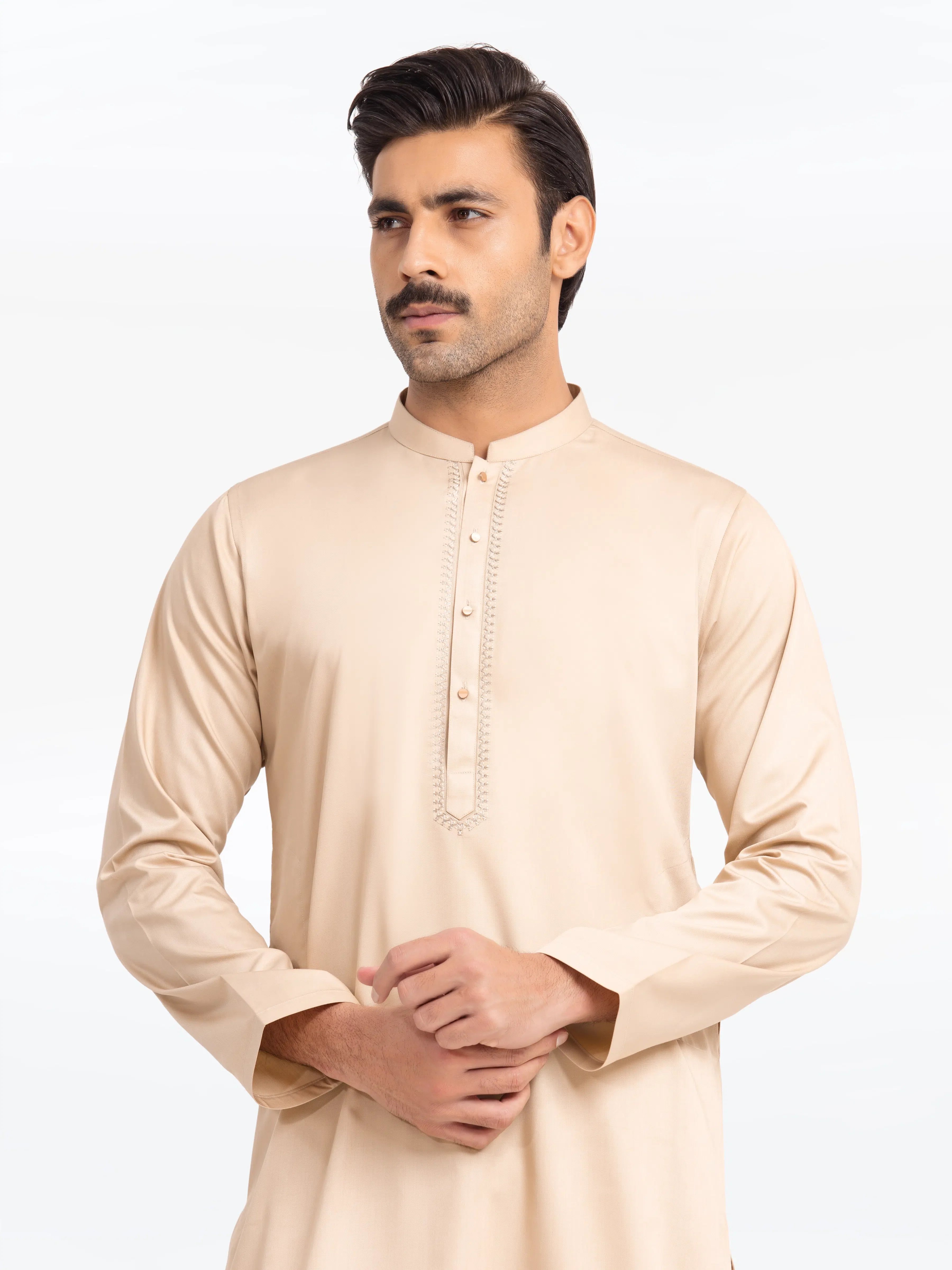 Men's Light Fawn Kurta Pajama - EMTKPT24-047 - Image 2