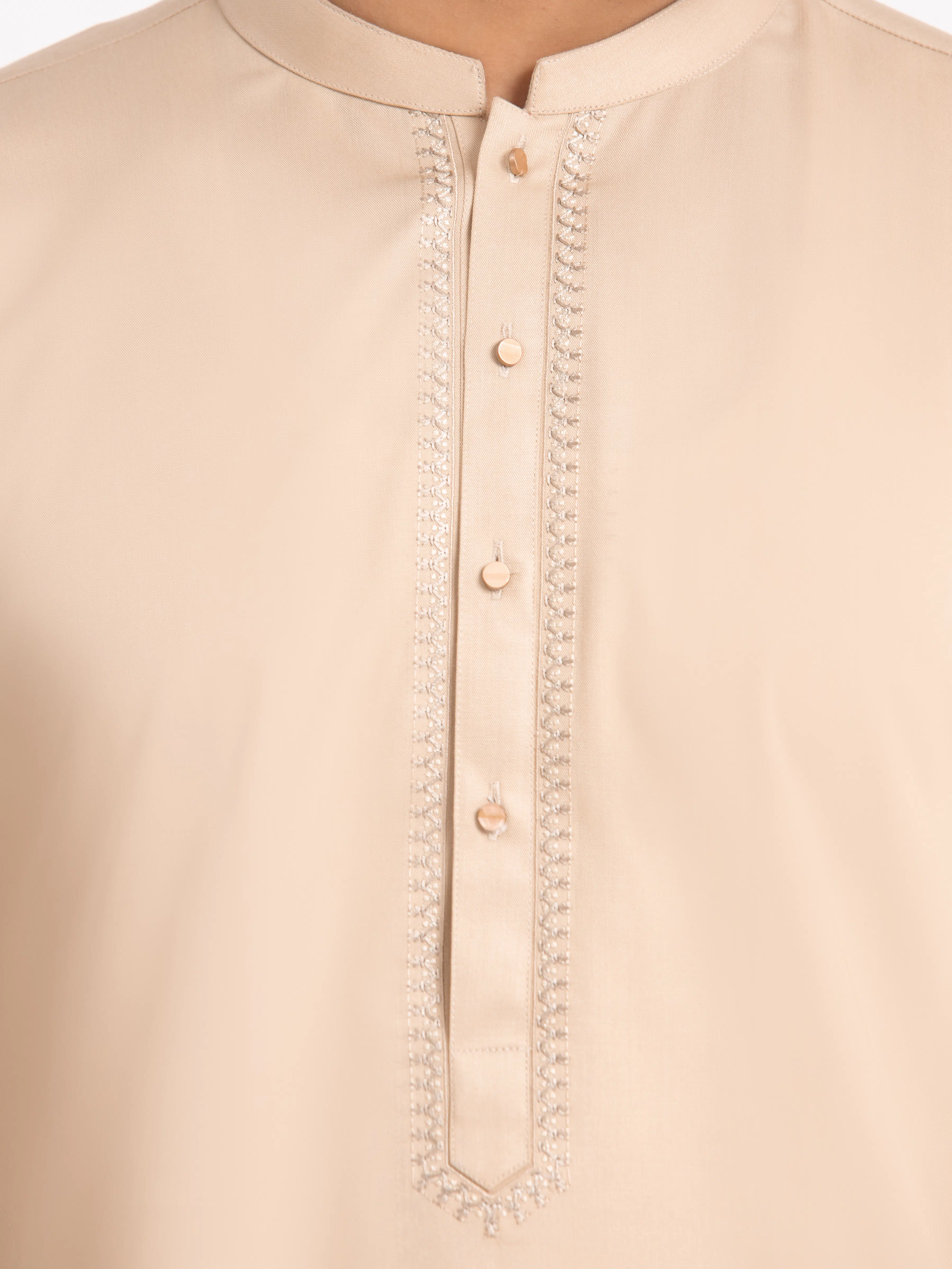 Men's Light Fawn Kurta Pajama - EMTKPT24-047 - Image 3