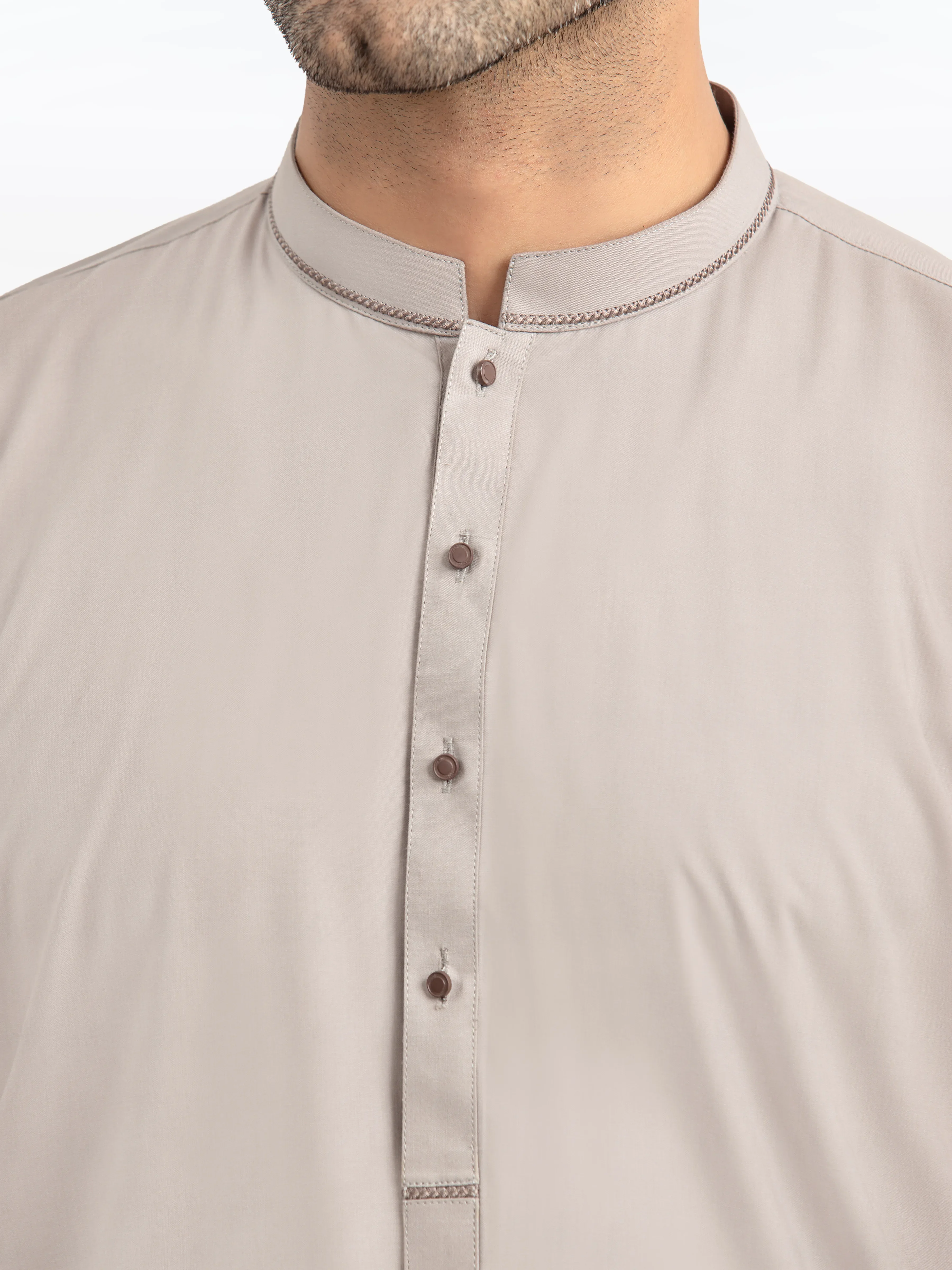 Men's Light Grey Shalwar Kameez - EMTKS24S-41133 - Image 3
