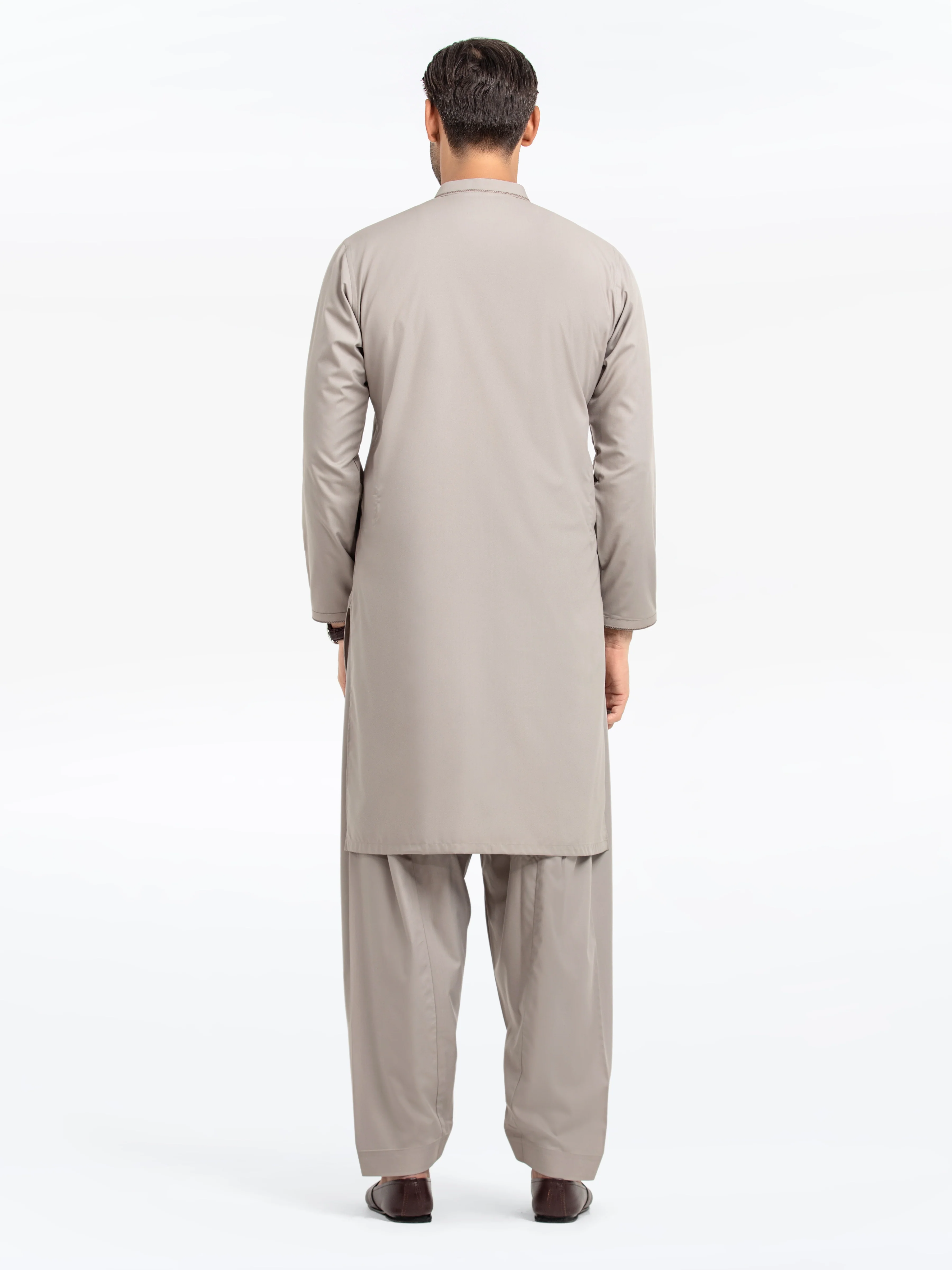 Men's Light Grey Shalwar Kameez - EMTKS24S-41133 - Image 5